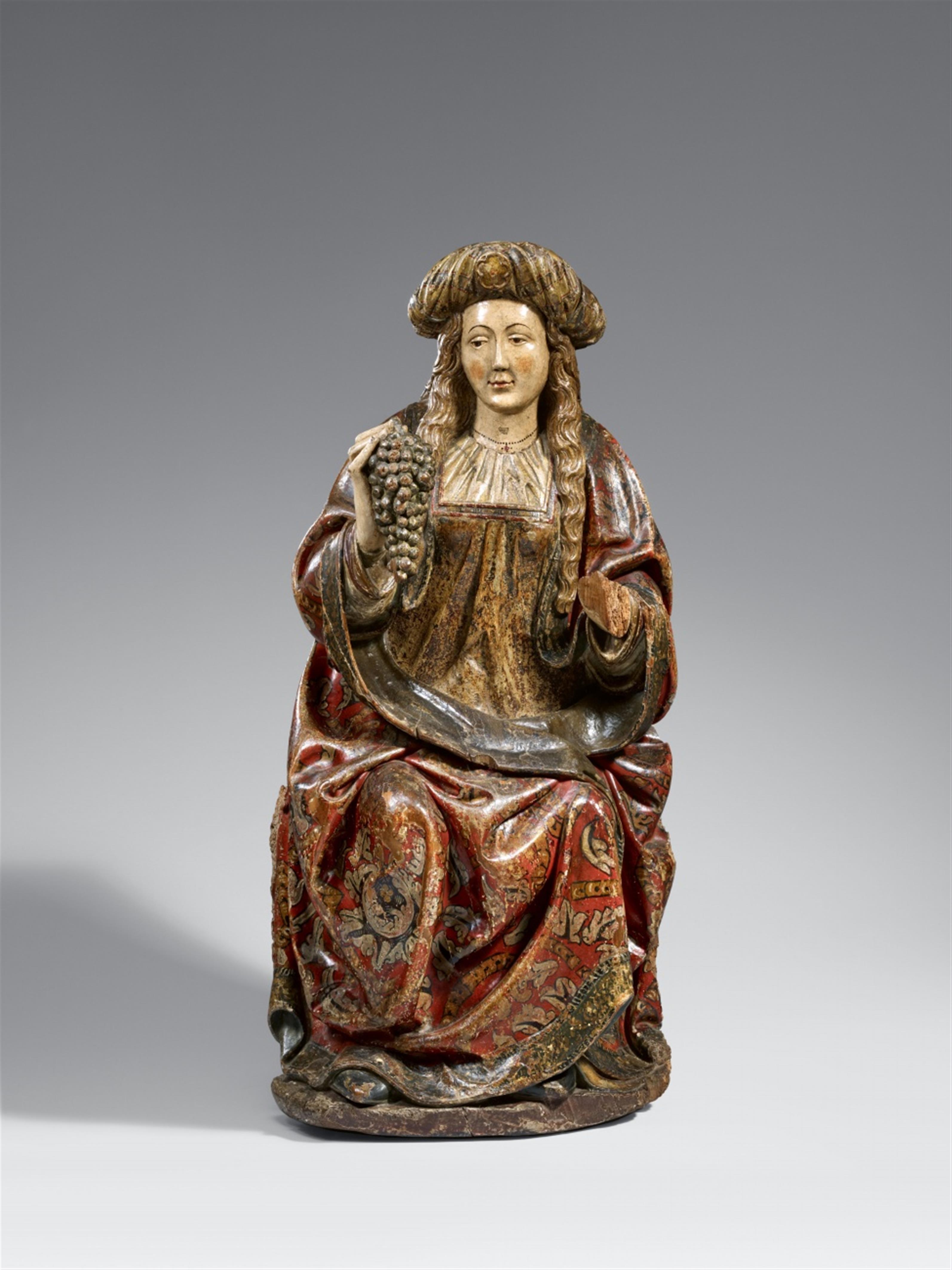 Spain, late 15th century - A late 15th century Spanish carved wooden figure of the Virgin with a Grape Vine - image-1