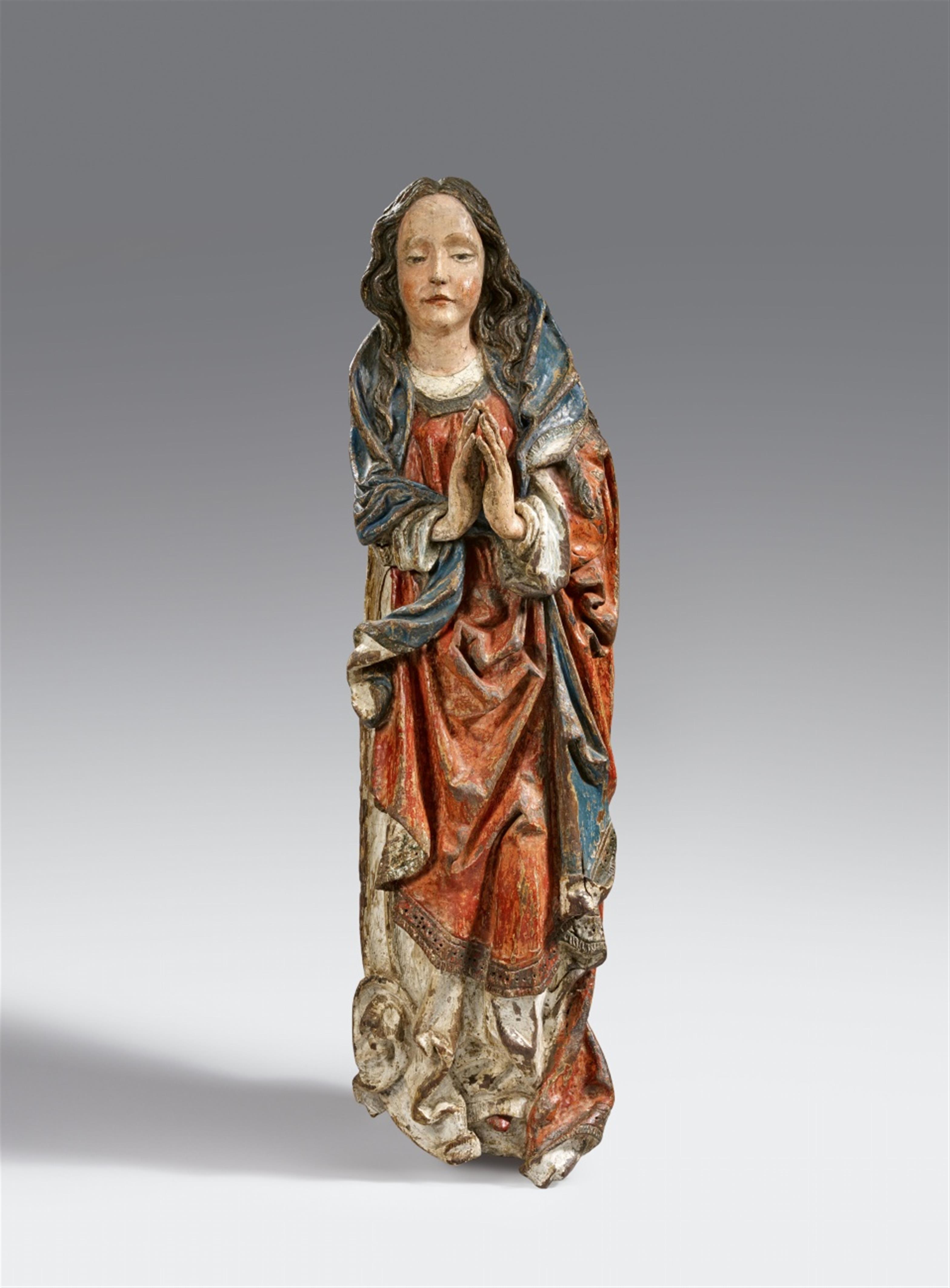 Probably Flemish, circa 1490/1500 - A presumably Flemish carved wood figure of the Virgin at Prayer, circa 1490/1500 - image-1