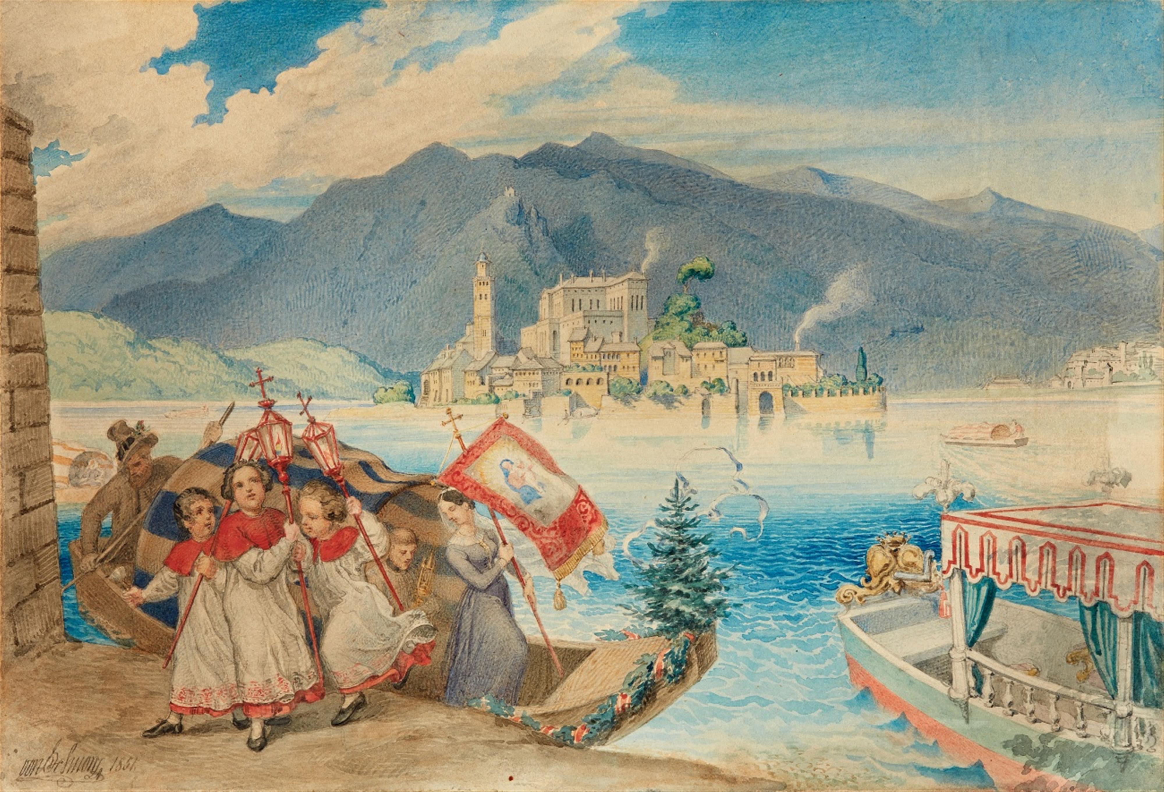 Ludwig Ferdinand Schnorr von Carolsfeld - Pilgrimage to the Shrine of the Madonna del Sasso on Lago Maggiore - image-1