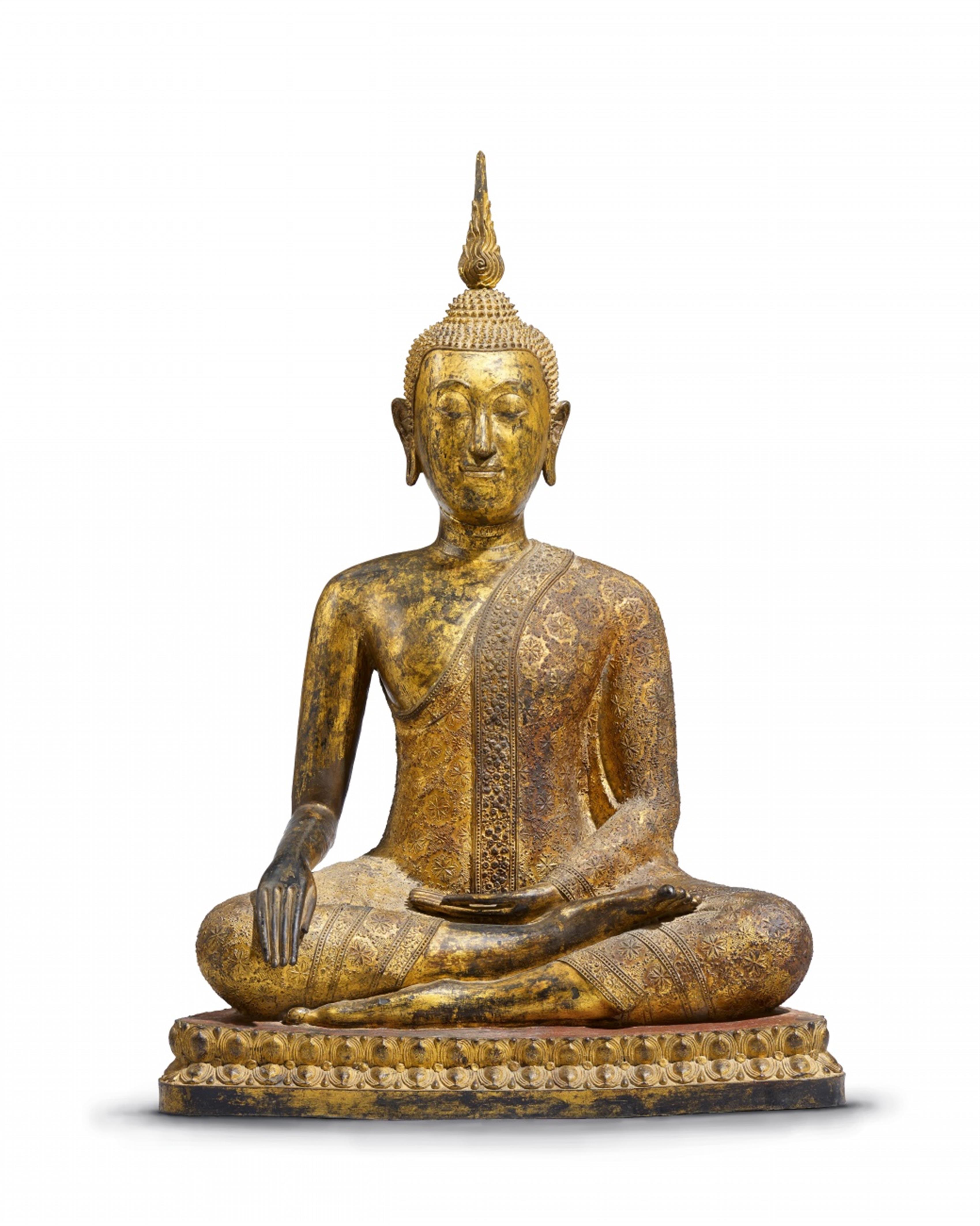 A Ratanakosin lacquered and gilt bronze figure of Buddha Shakyamuni. 19th century - image-1