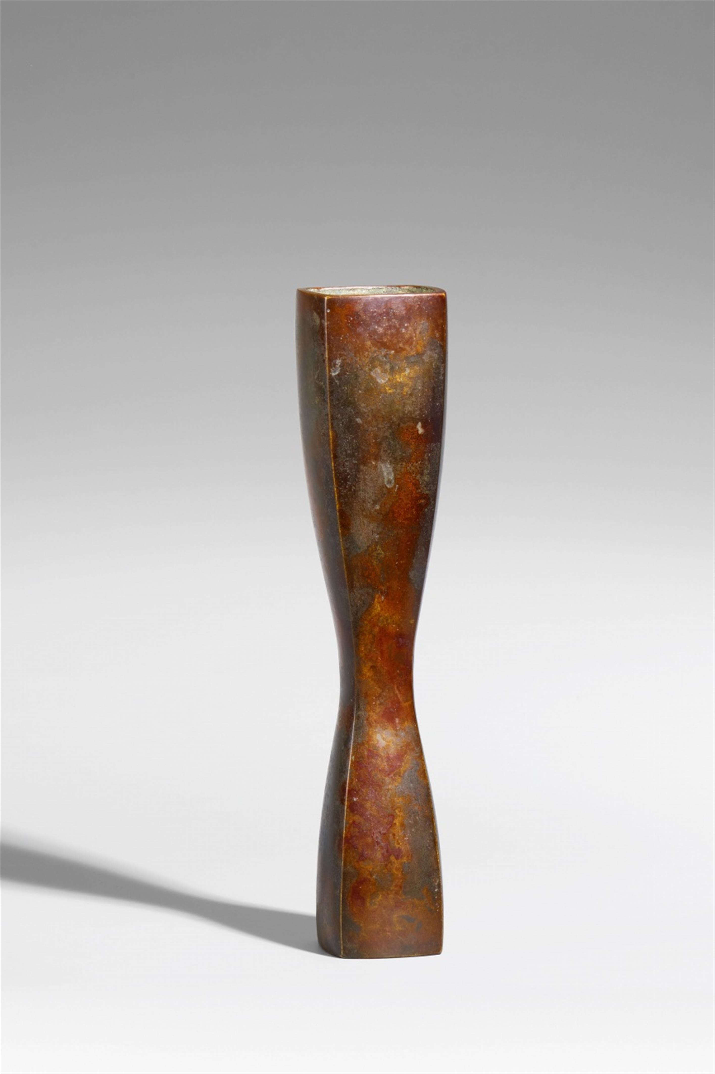 A slender square-section bronze vase. 20th century - image-1