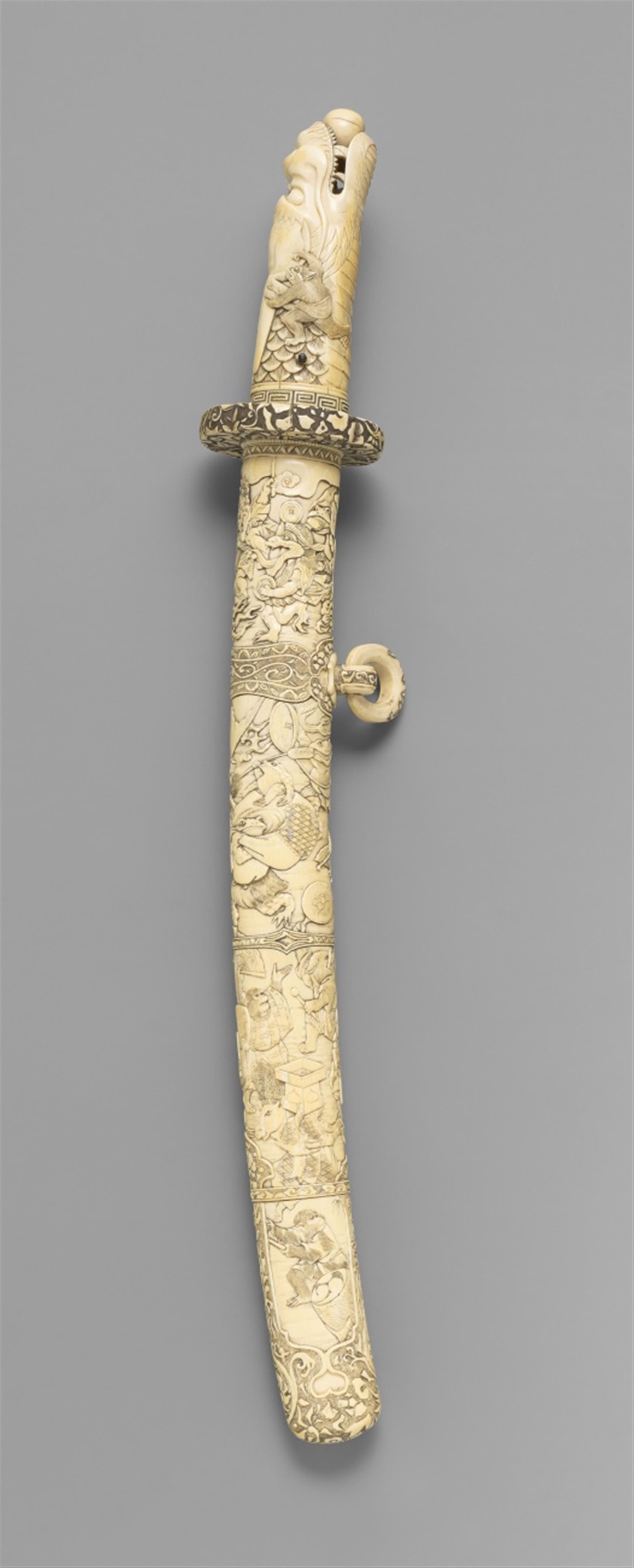 A carved ivory sword. Late 19th century - image-1