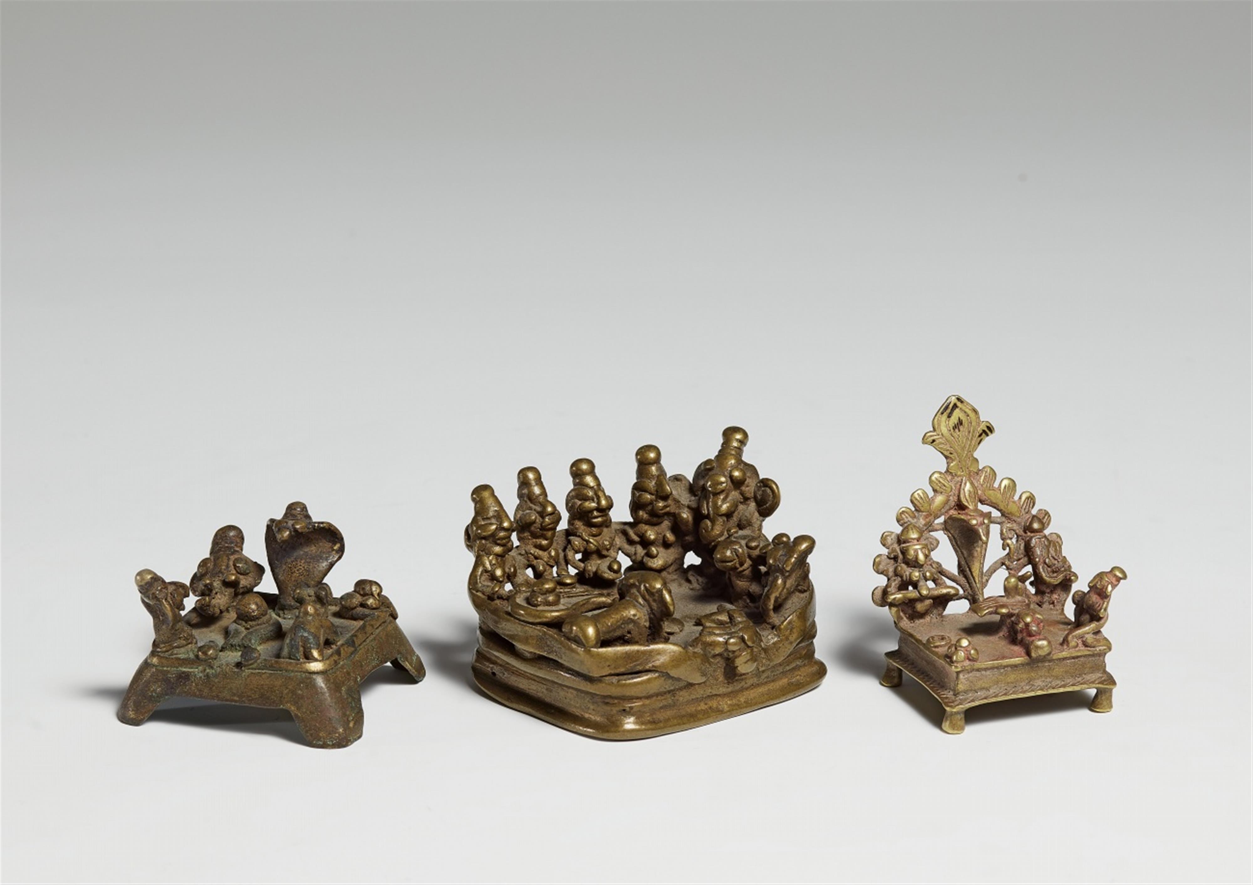 Three Maharashtra brass folk shrines. 19th century - image-1