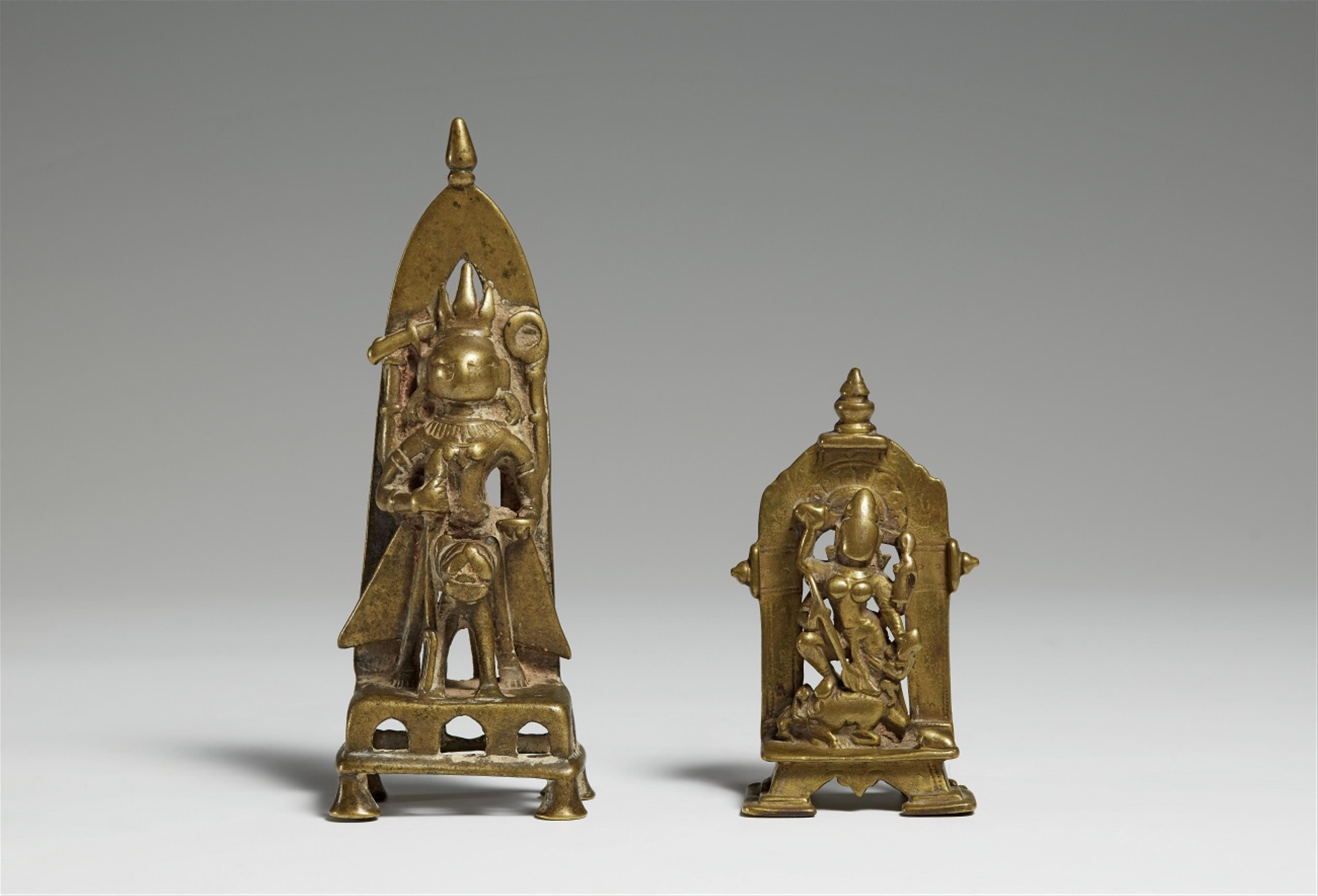 Two East Indian brass figures of Durga. 13th/14th century and later - image-1