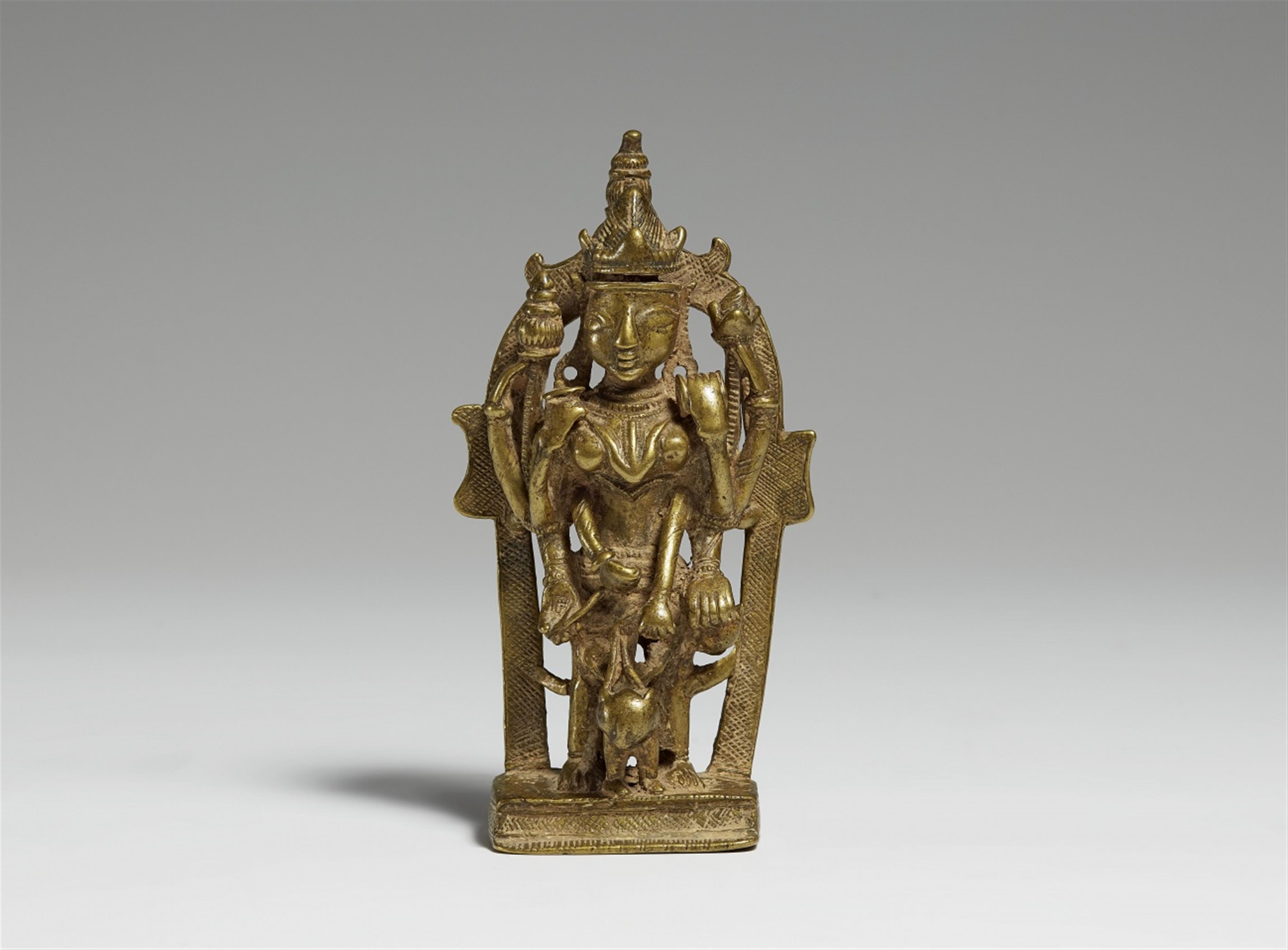 An East Indian brass figure of an eight-armed Durga. 18th/20th century - image-1