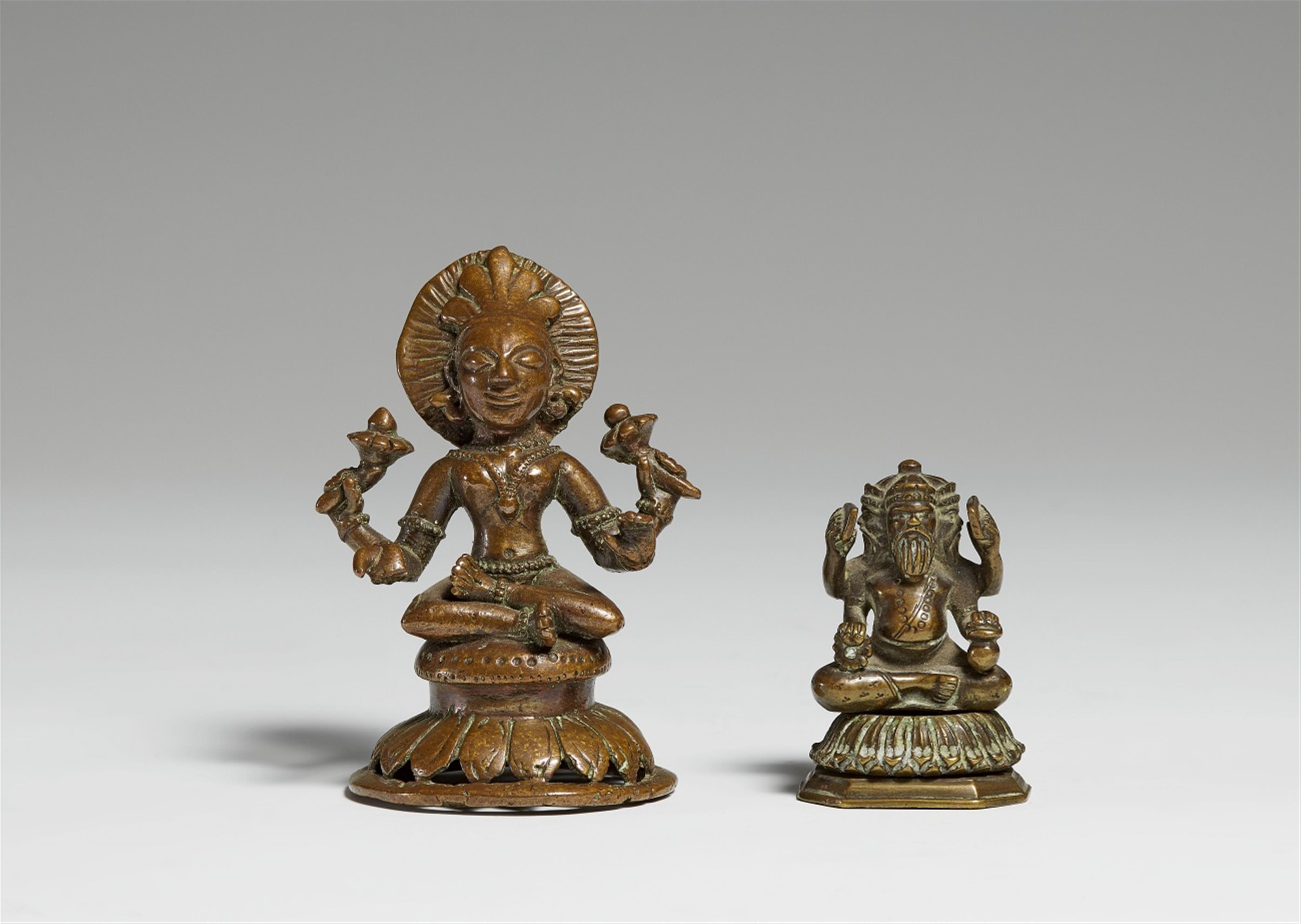 Two Indian copper alloy four-armed deities. 18th/20th century - image-1