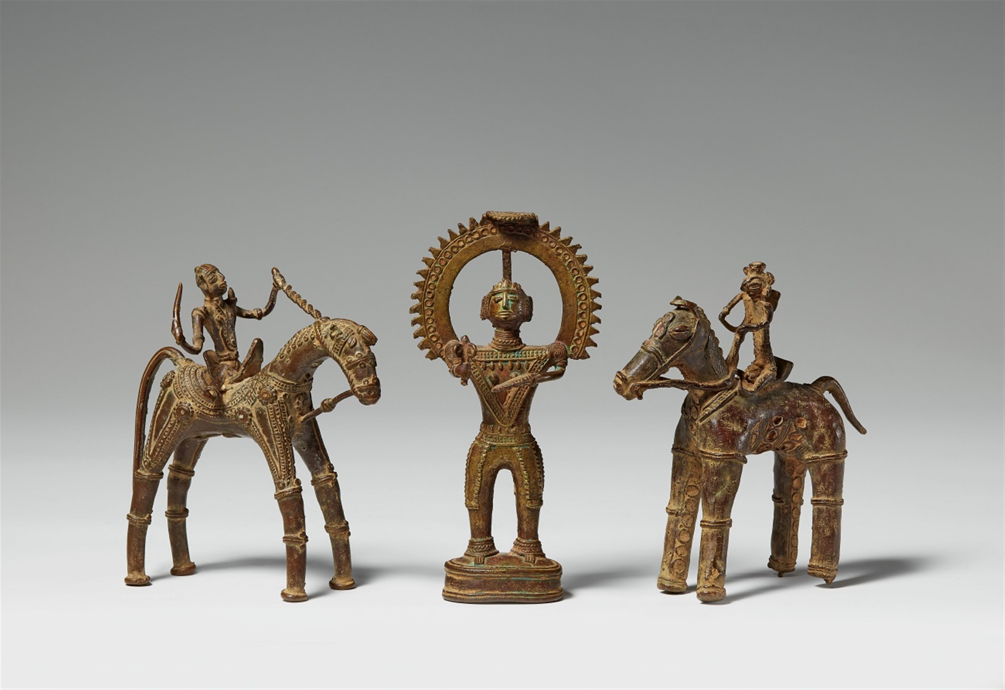 Three Bastar copper alloy figures. Central India, Chhattisgarh. 20th century - image-1