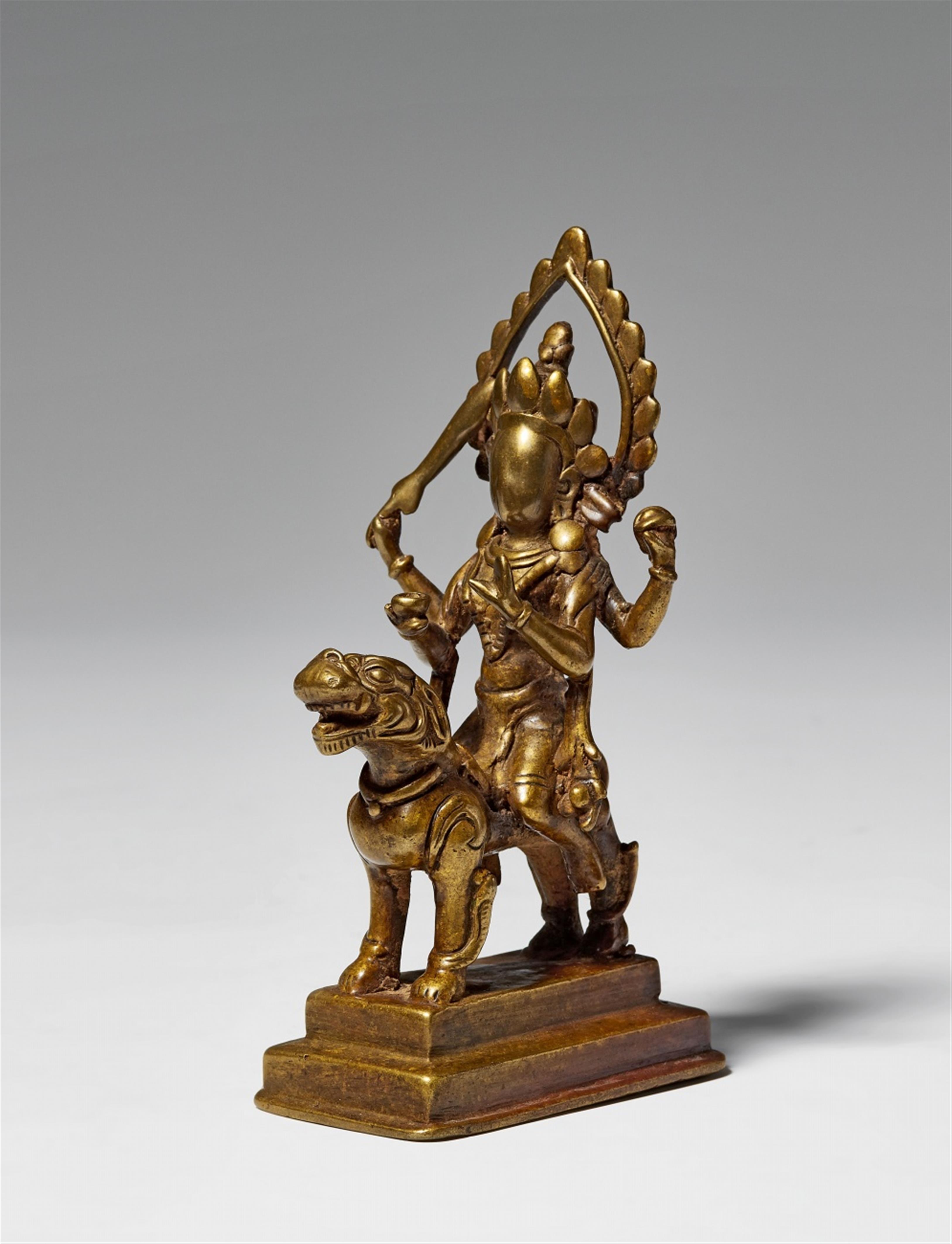 An East Indian copper alloy figure of Durga Simhavarini. 15th/18th century - image-1