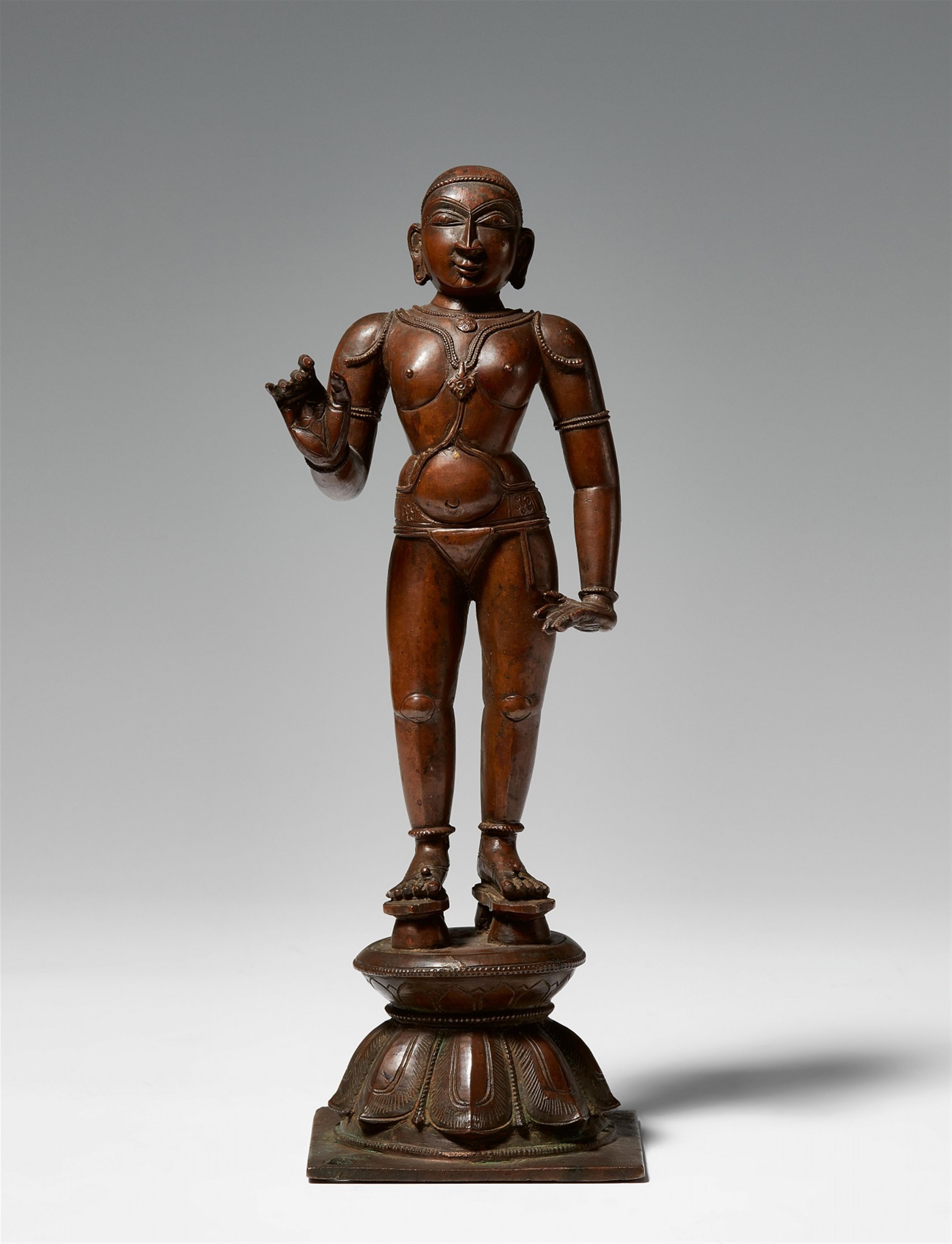 An East Indian bronze figure of a male. 19th century - image-1