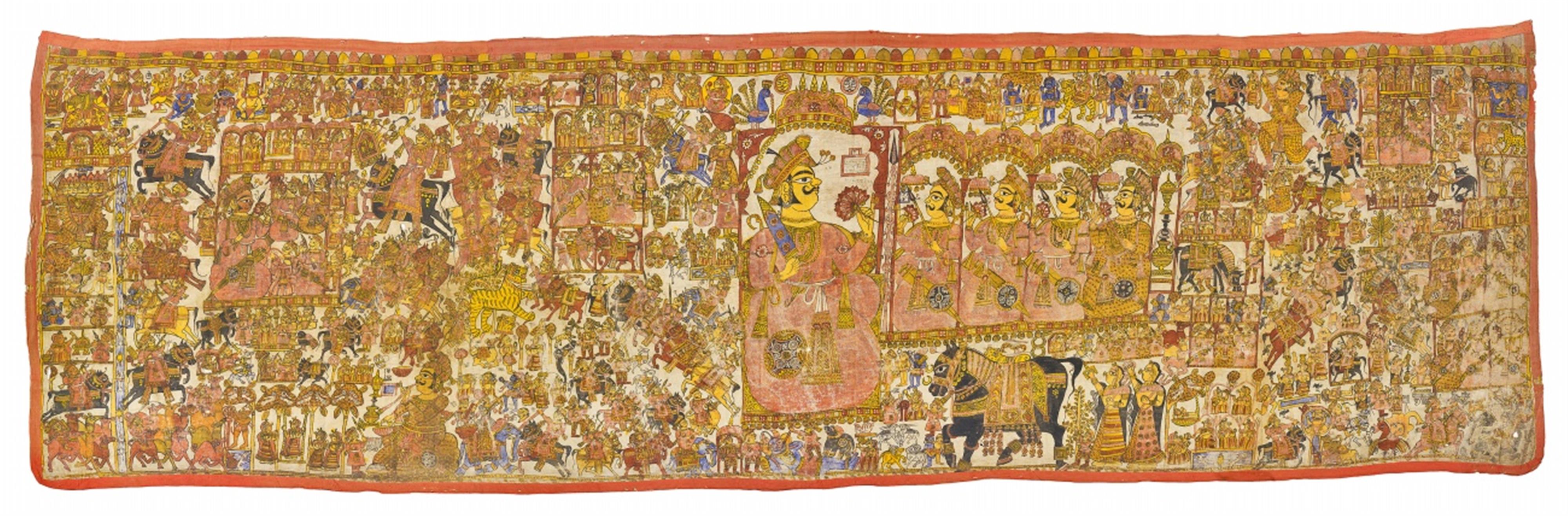 A very long Rajasthani narrative cloth (pad). Late 19th/early 20th century - image-1