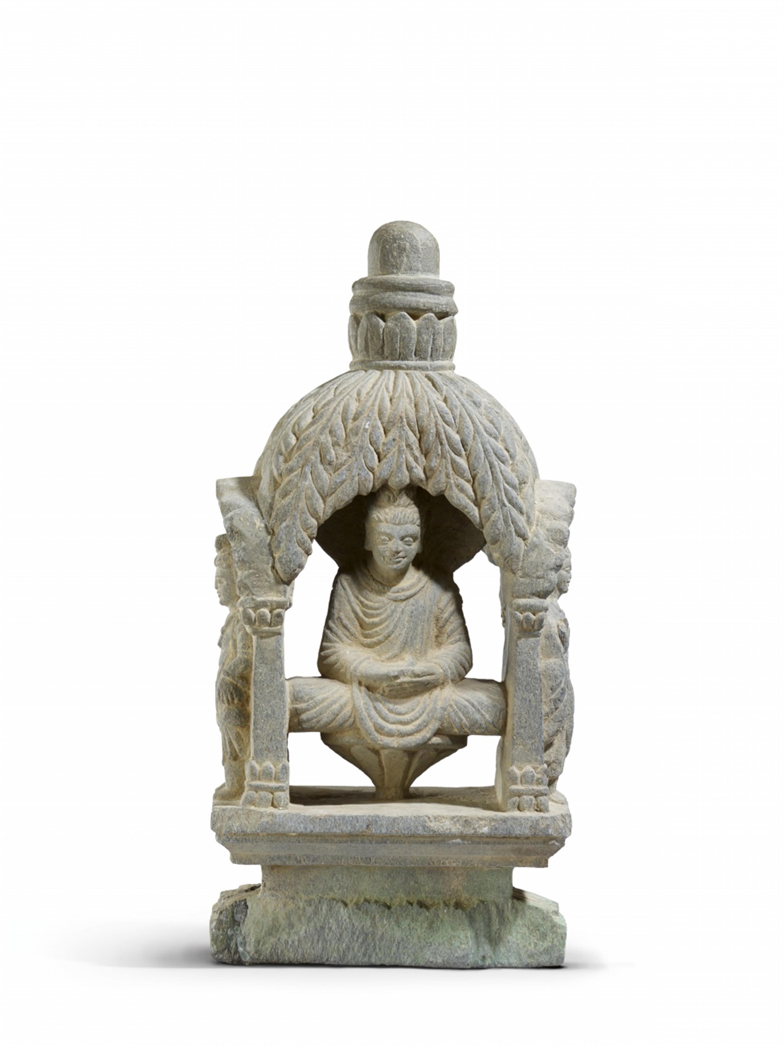 A Gandhara grey schist votive stupa. 2nd/3rd century - image-1