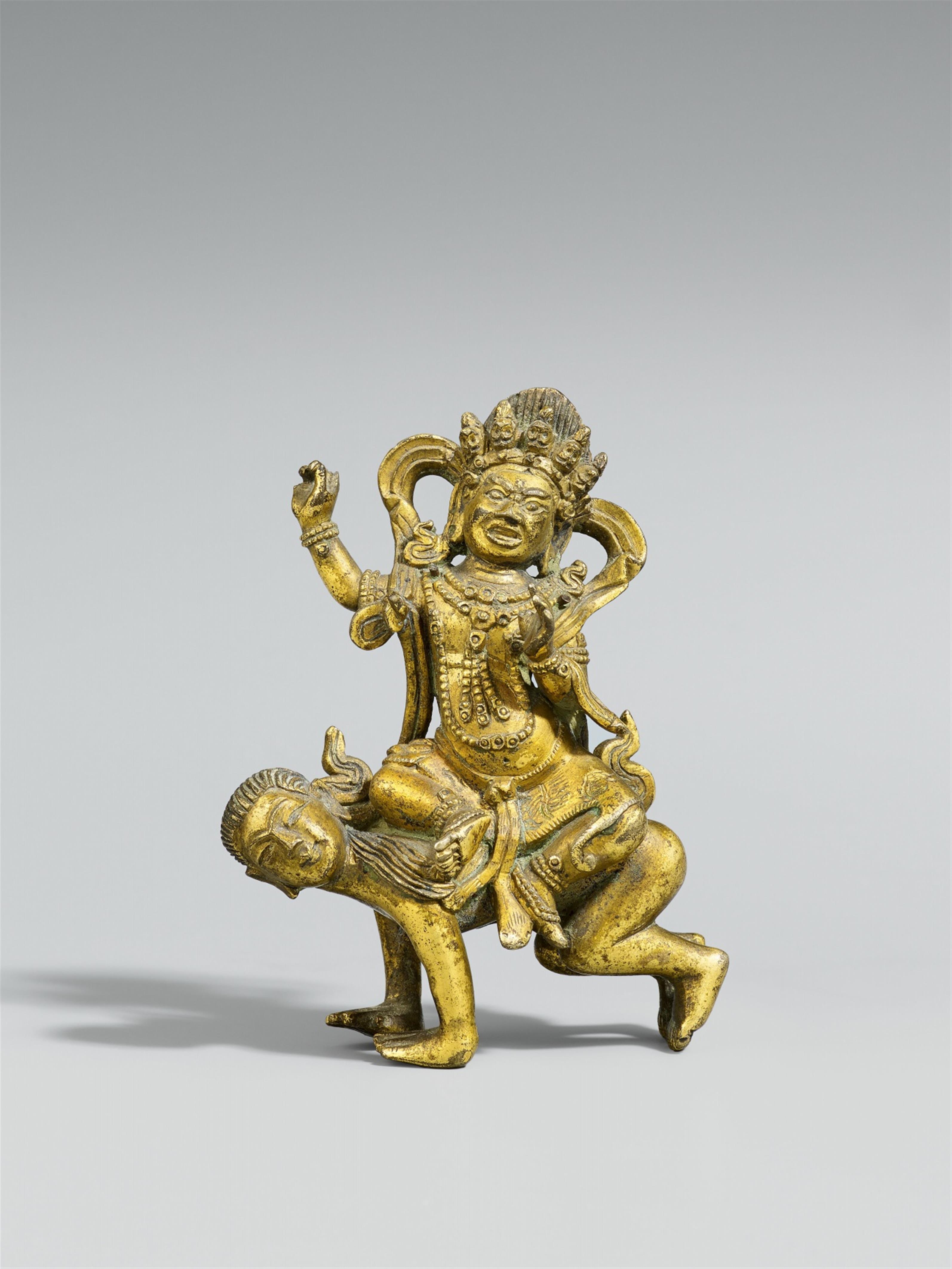 A Sinotibetan gilt bronze figure of Lokapala Sinpo Gyalpo. 18th century - image-1