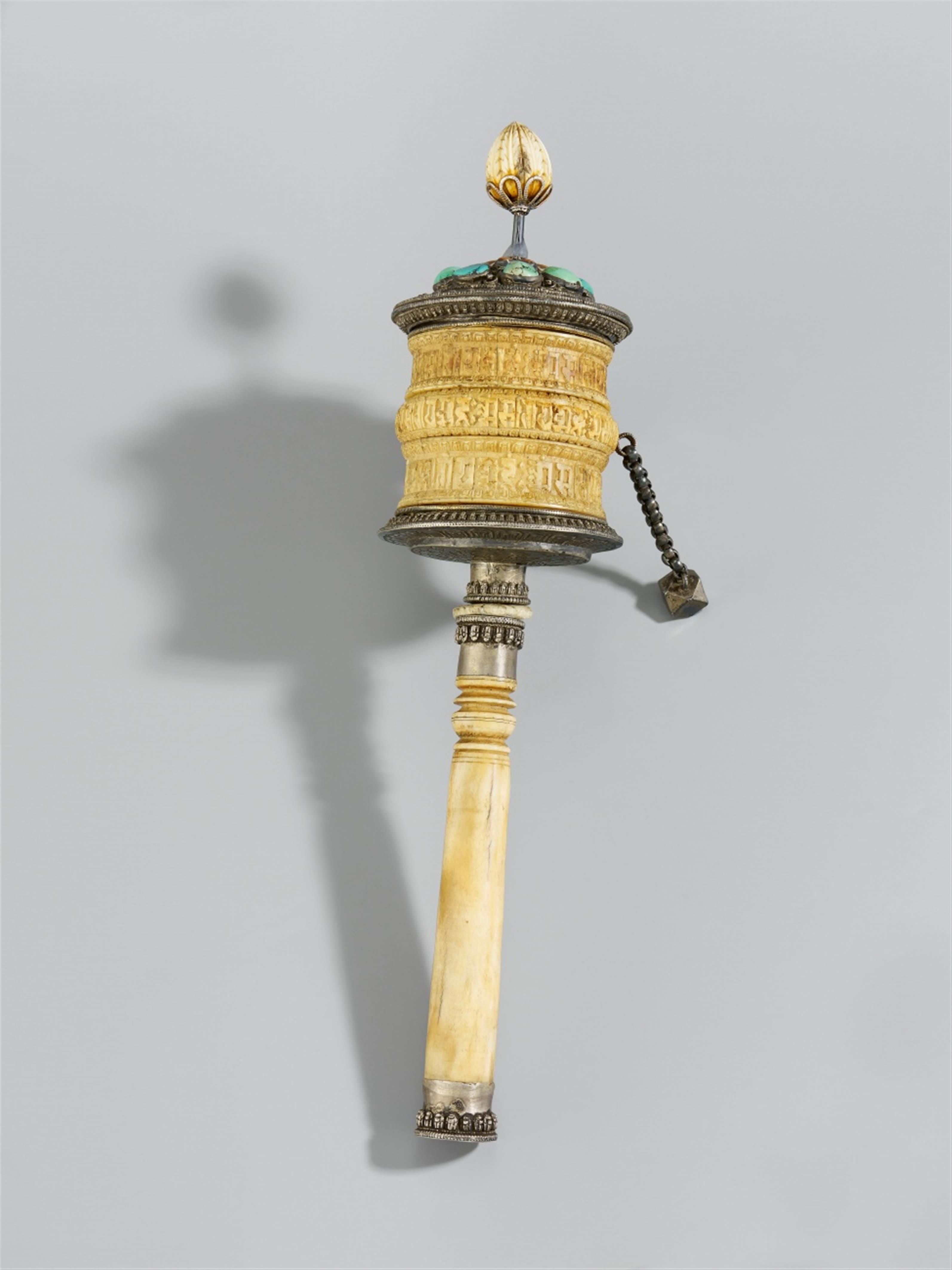 A Tibetan ivory prayer-wheel - image-1