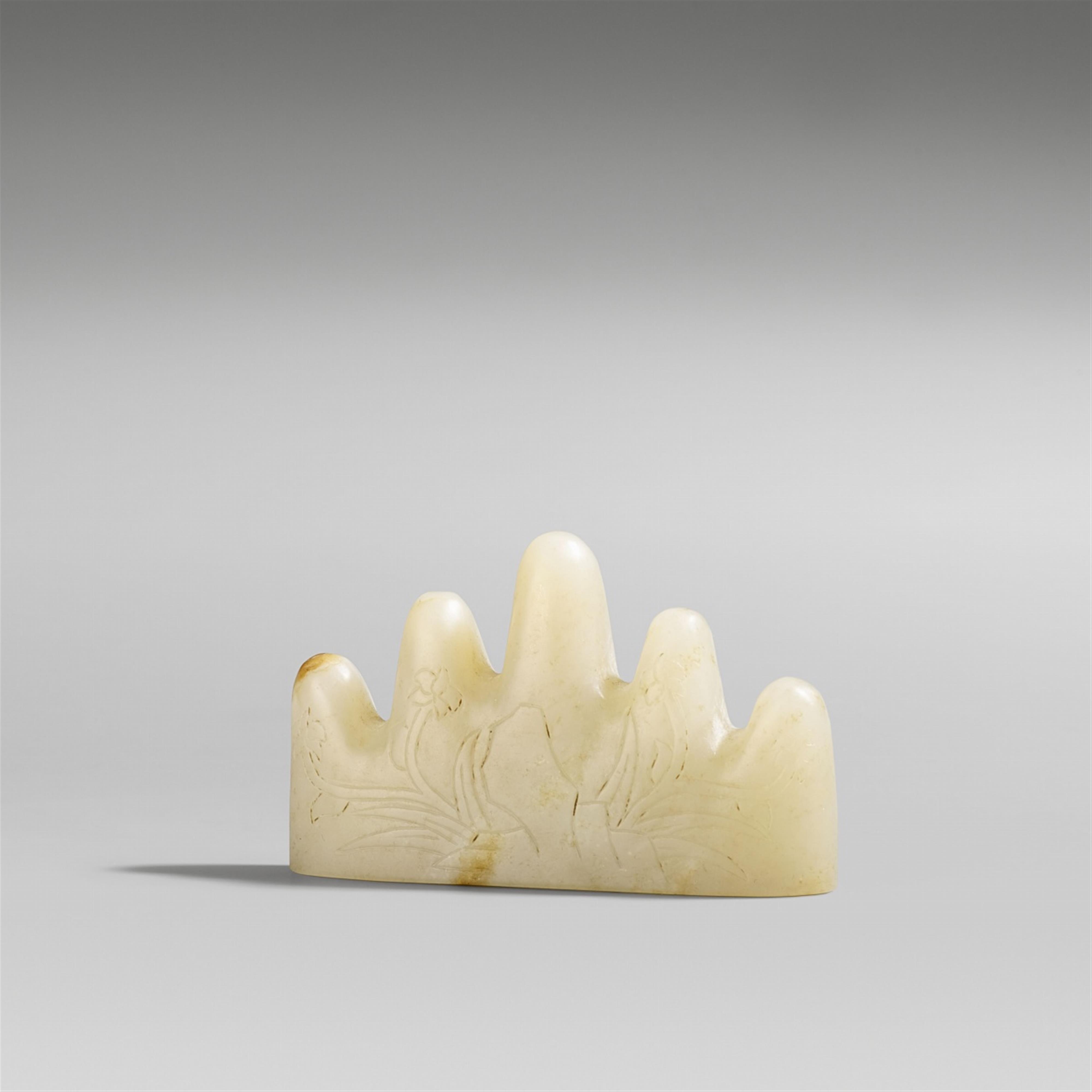 A pale grey jade mountain brush rest - image-1