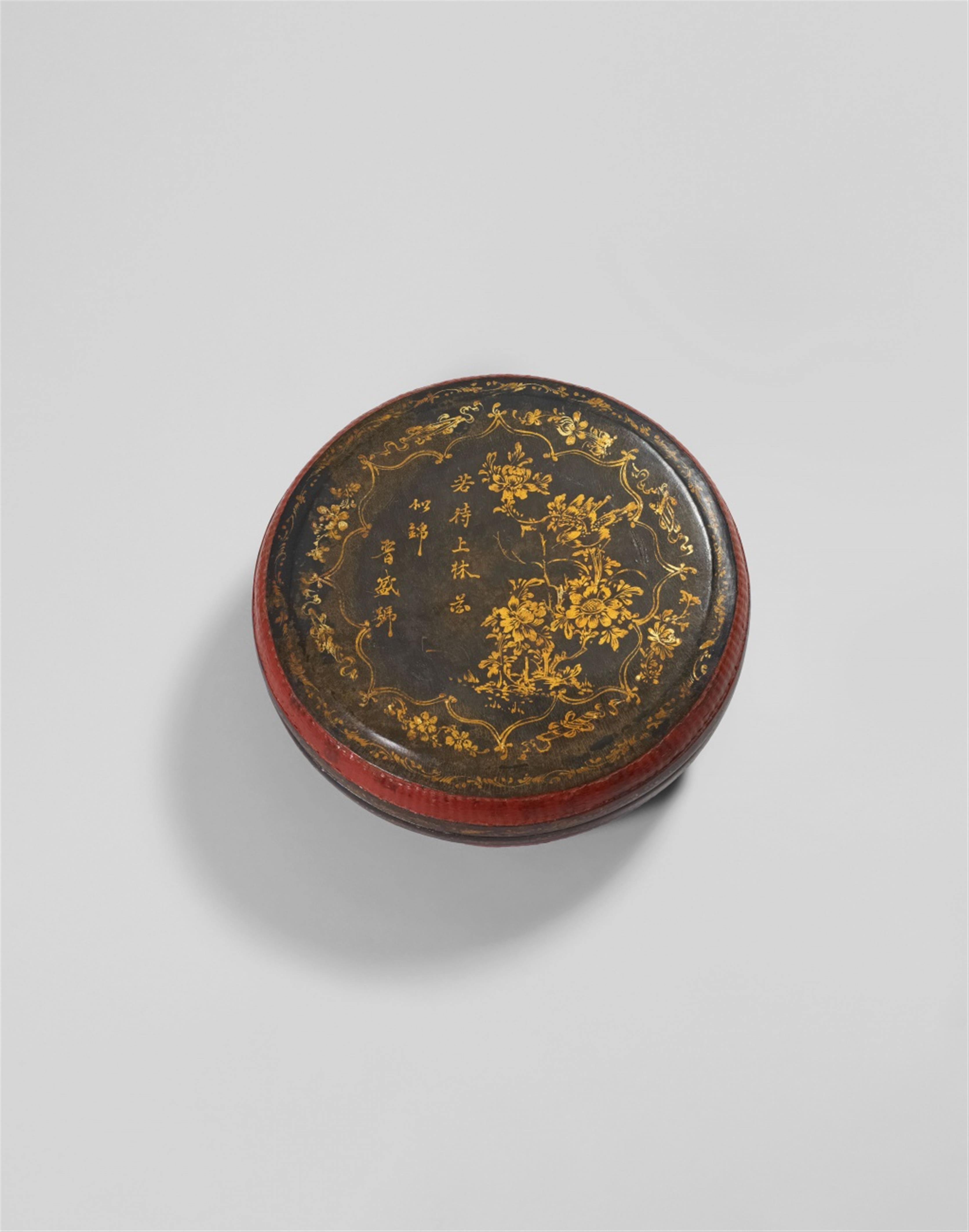 A large, round lacquered box. 19th/20th century - image-1