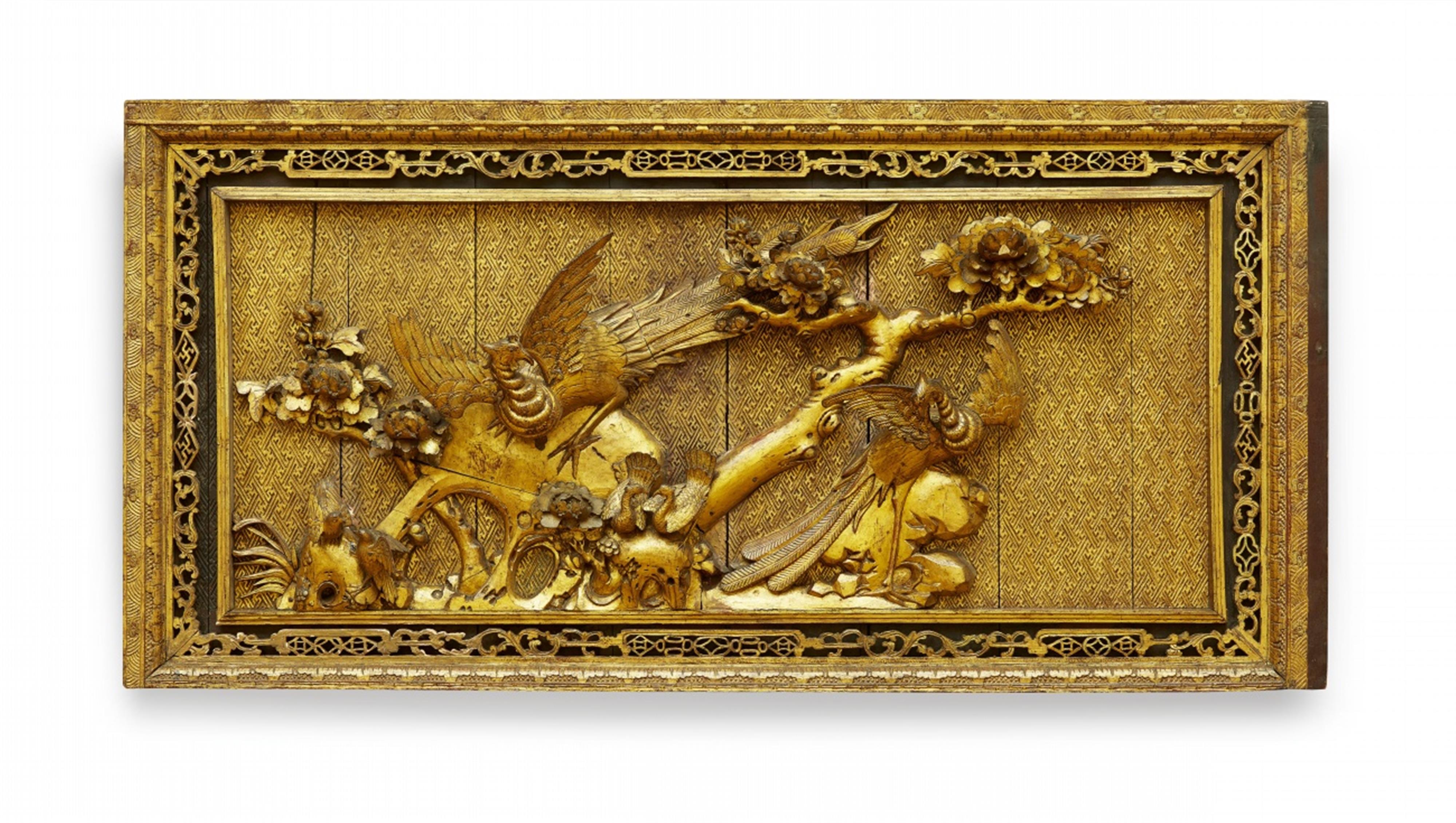 An important gilt carved wood panel. 19th century - image-1