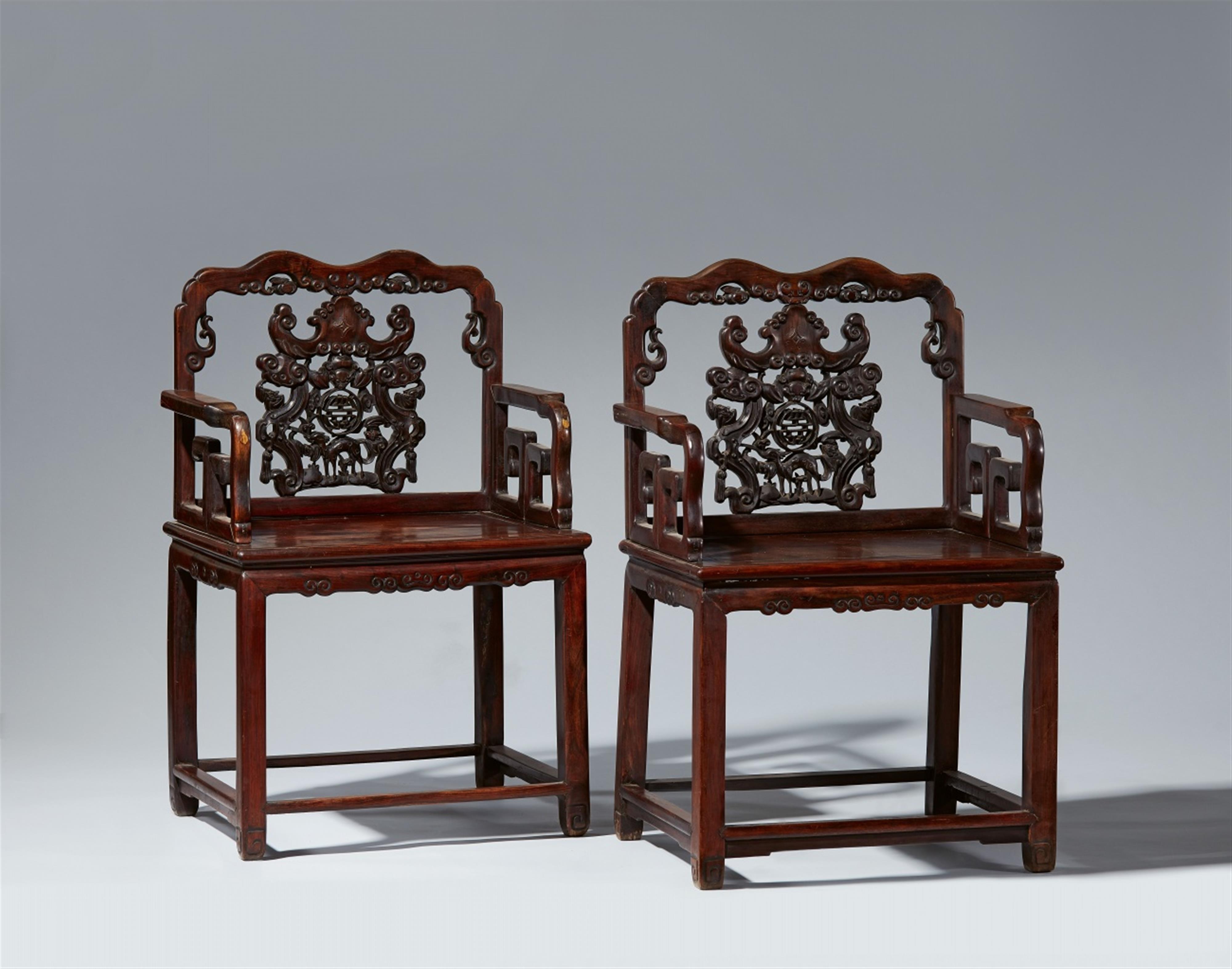 A pair of hardwood armchairs. Early 19th century - image-1