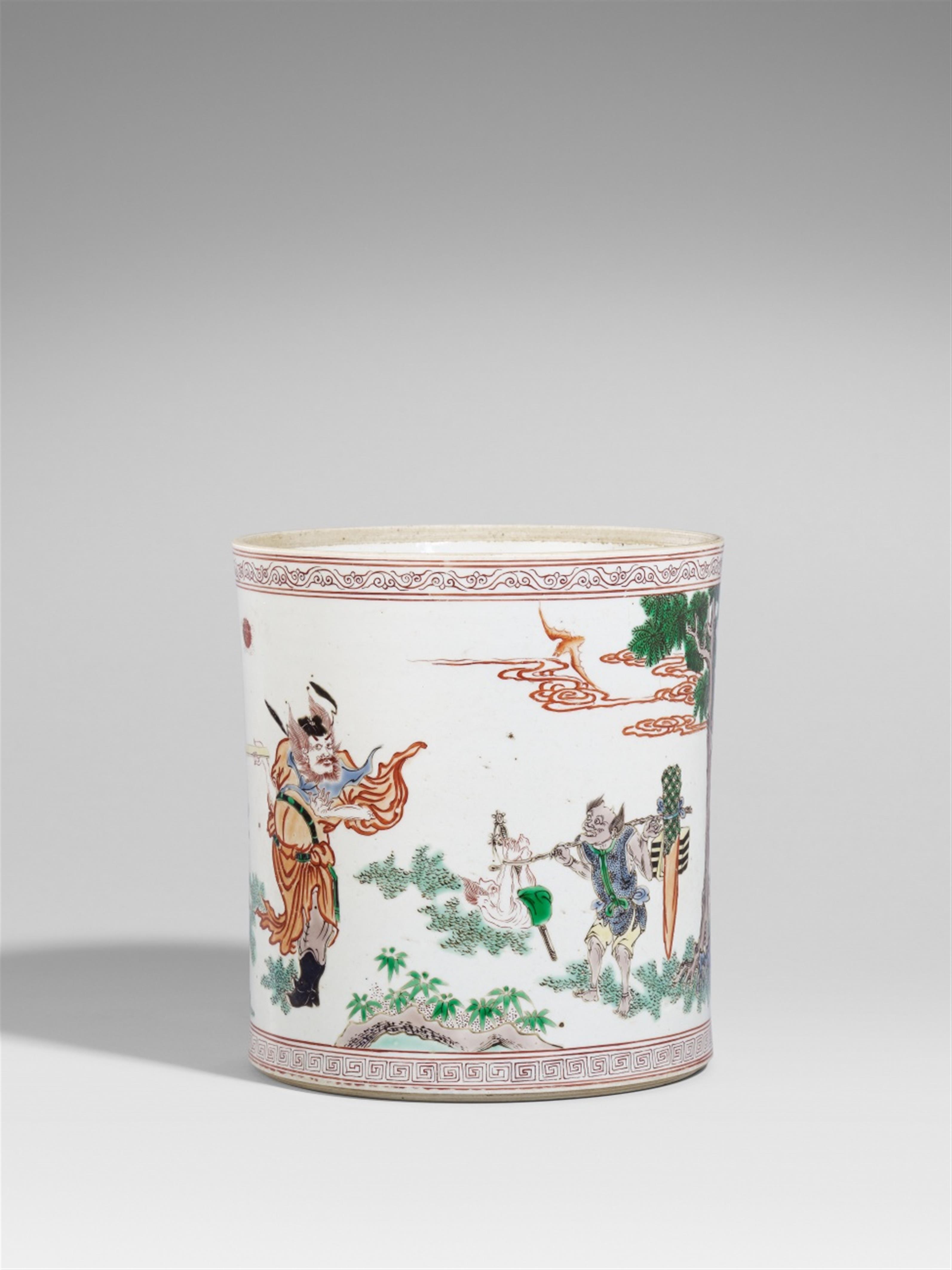 A wucai brush pot (bitong) - image-1