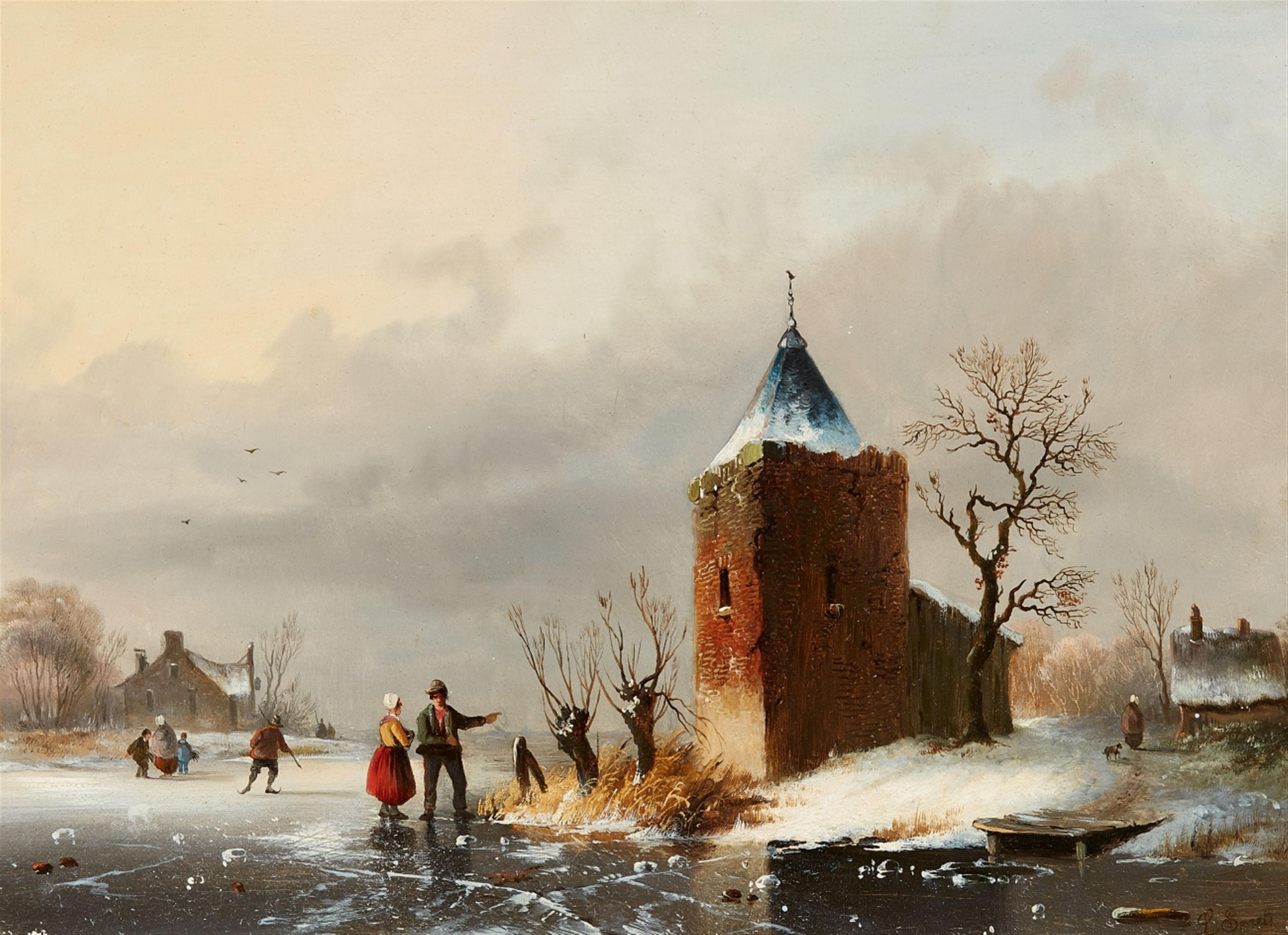 Louis Smets - Winter Landscape with Skaters - image-1