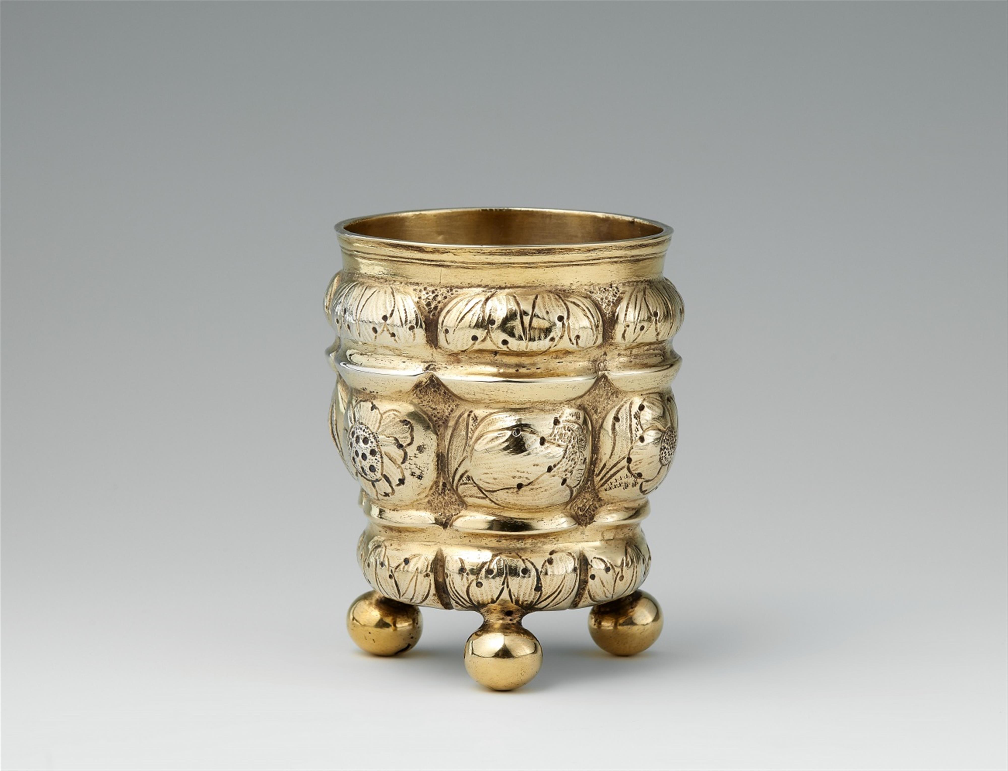 An Augsburg silver gilt gadrooned beaker - image-1