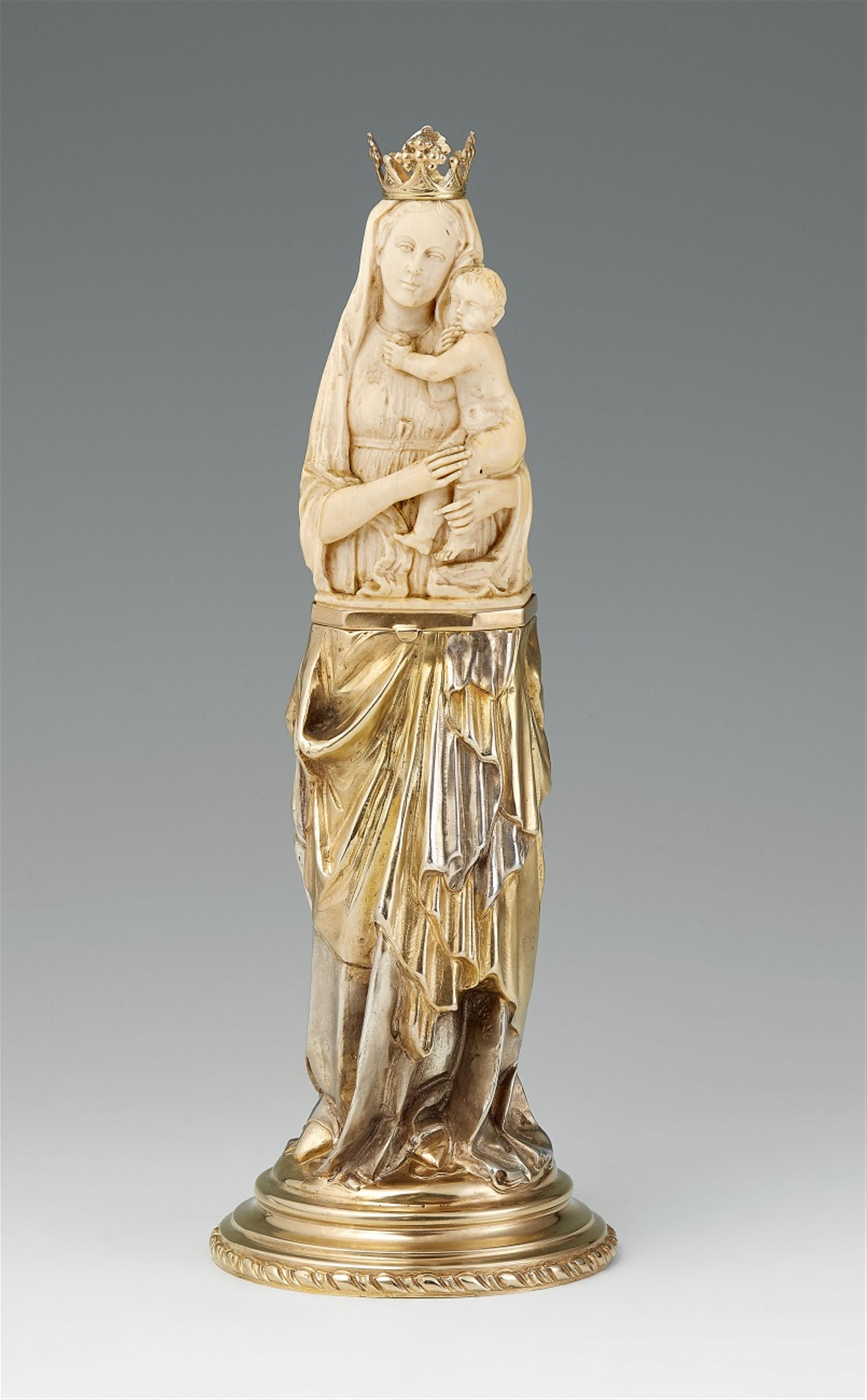 A Historicist silver-mounted ivory figure of the Virgin - image-1