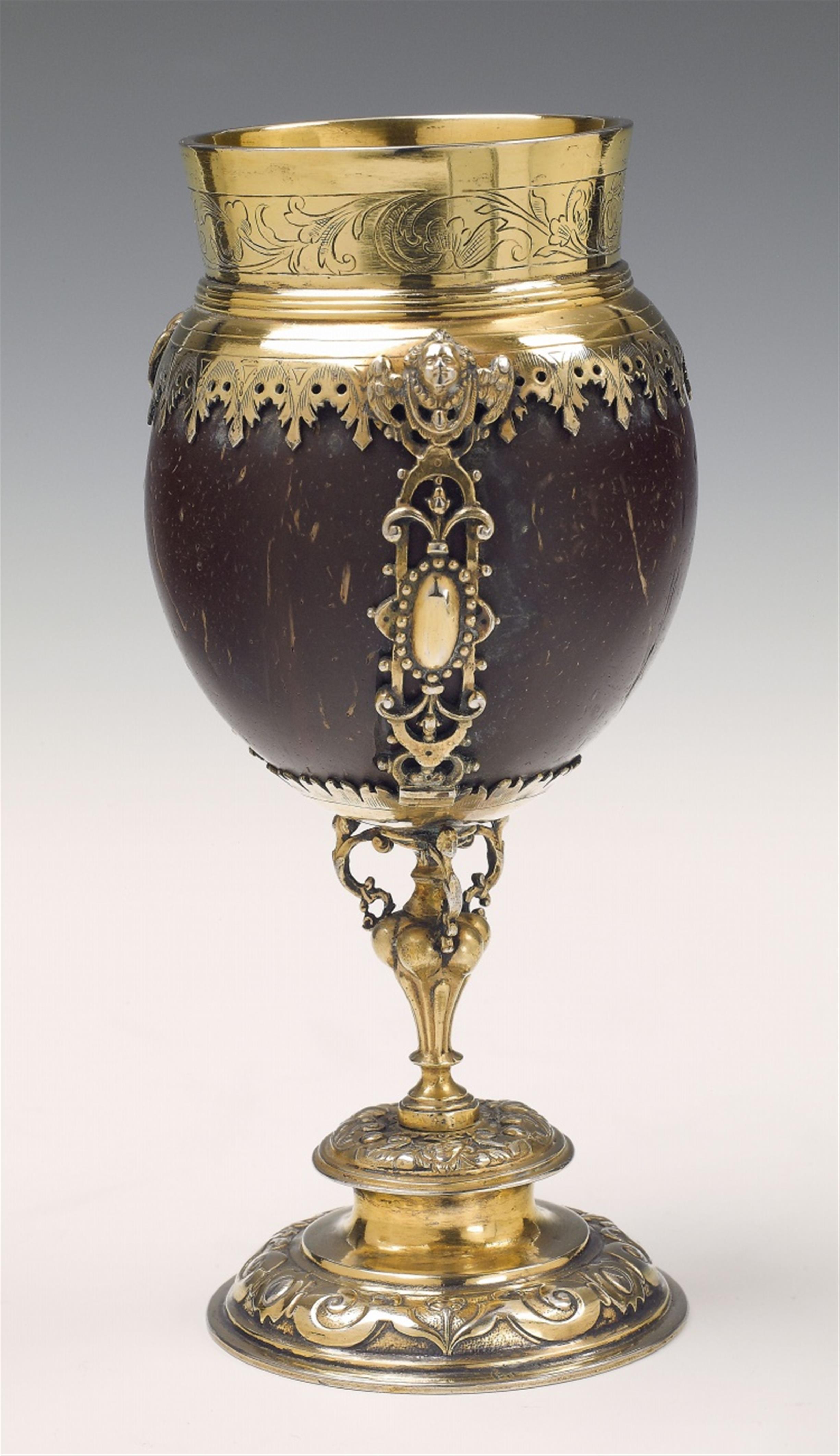 A gilt silver mounted Renaissance revival coconut chalice - image-1