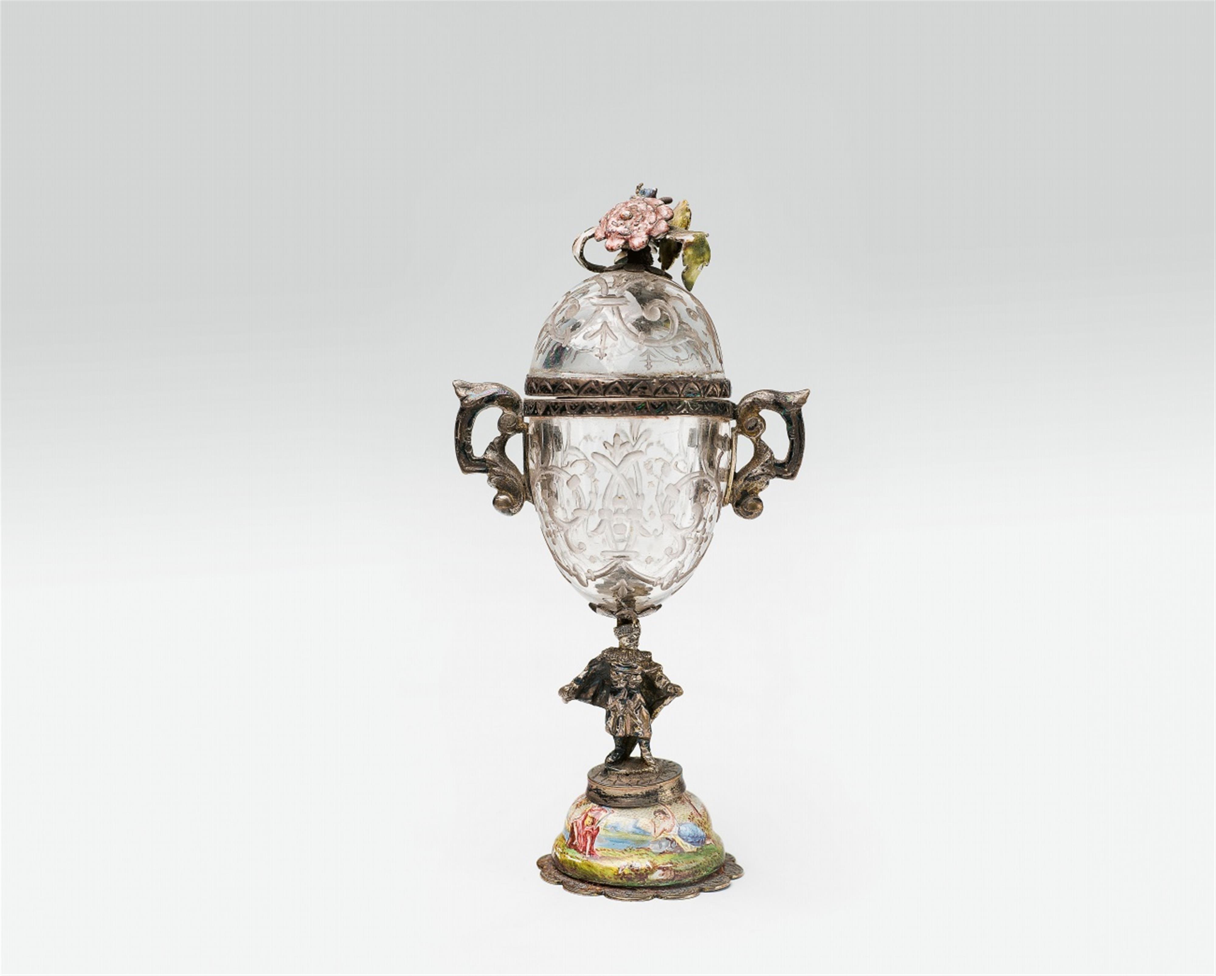 A miniature silver mounted carved rock crystal chalice in the Renaissance taste - image-1