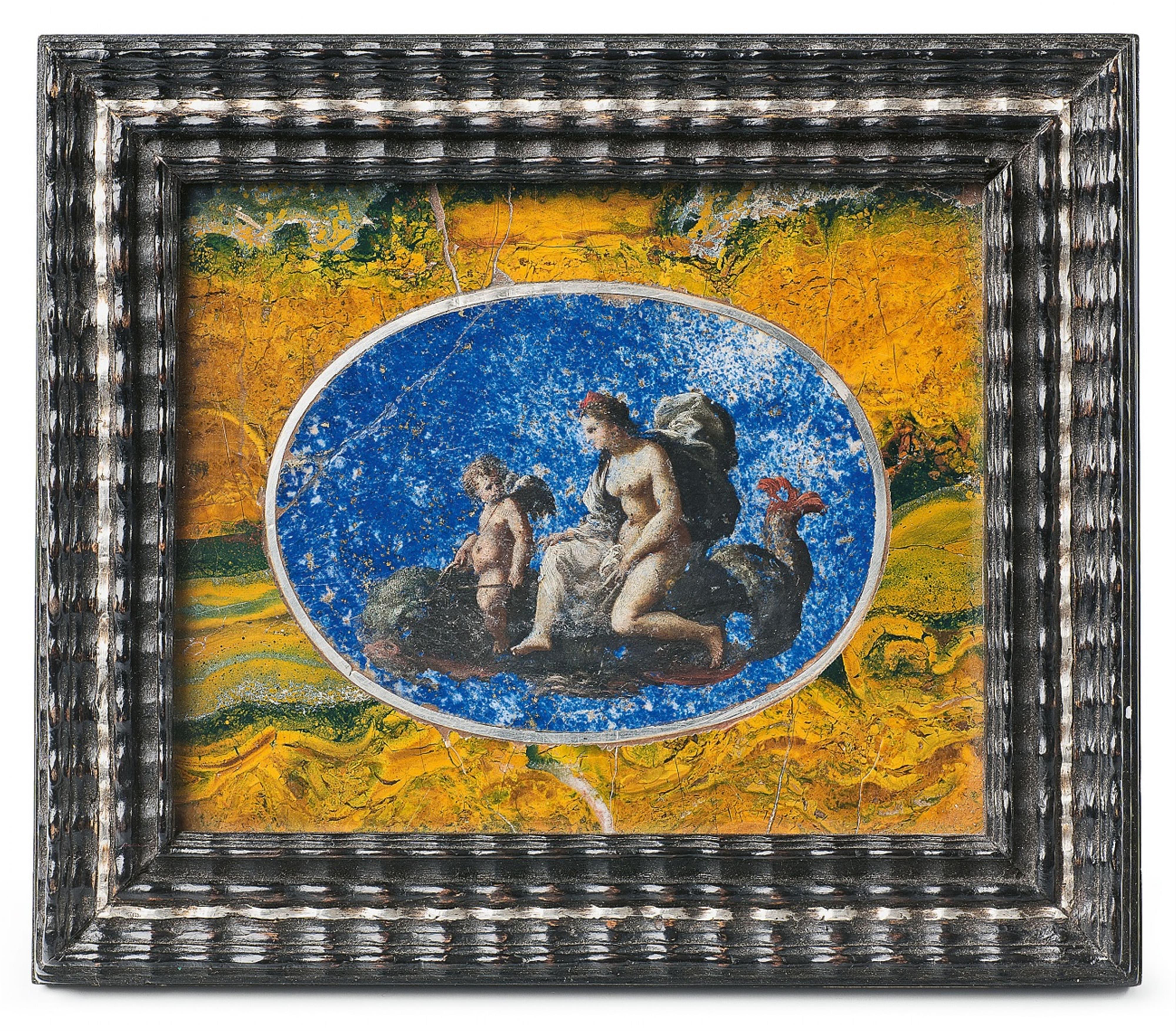 A lapis lazuli panel painted with the triumph of Galatea - image-1