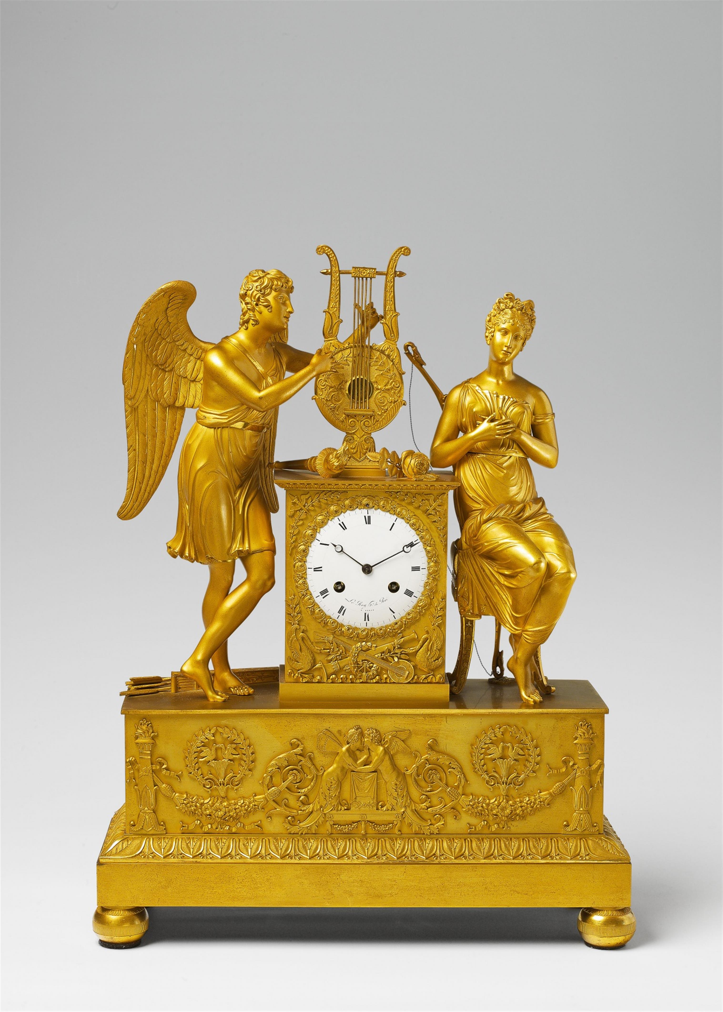 A Parisian Charles X pendulum clock depicting Psyche and Cupid - image-2