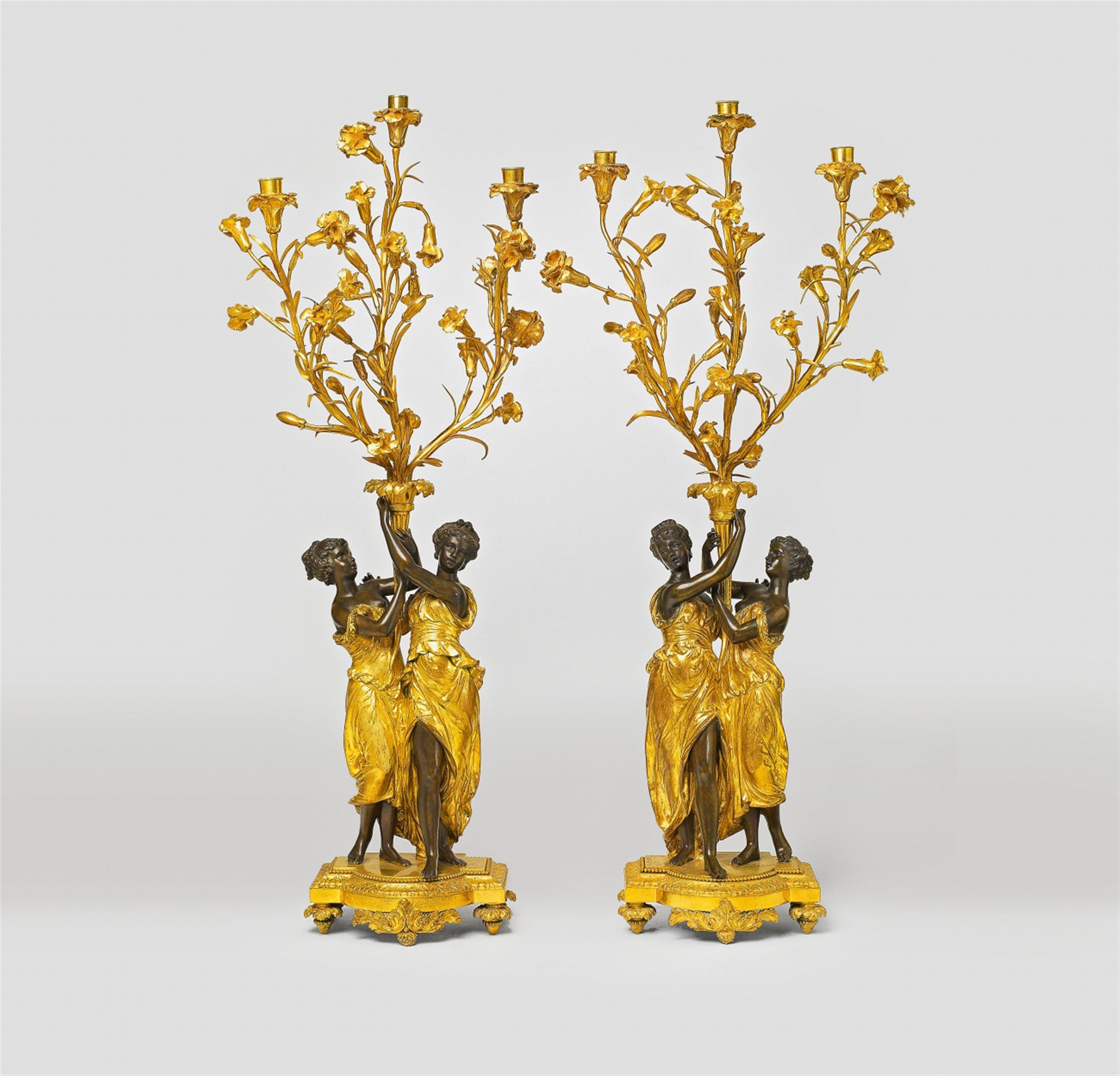 A pair of large French ormolu candelabra in the Louis XVI taste - image-3