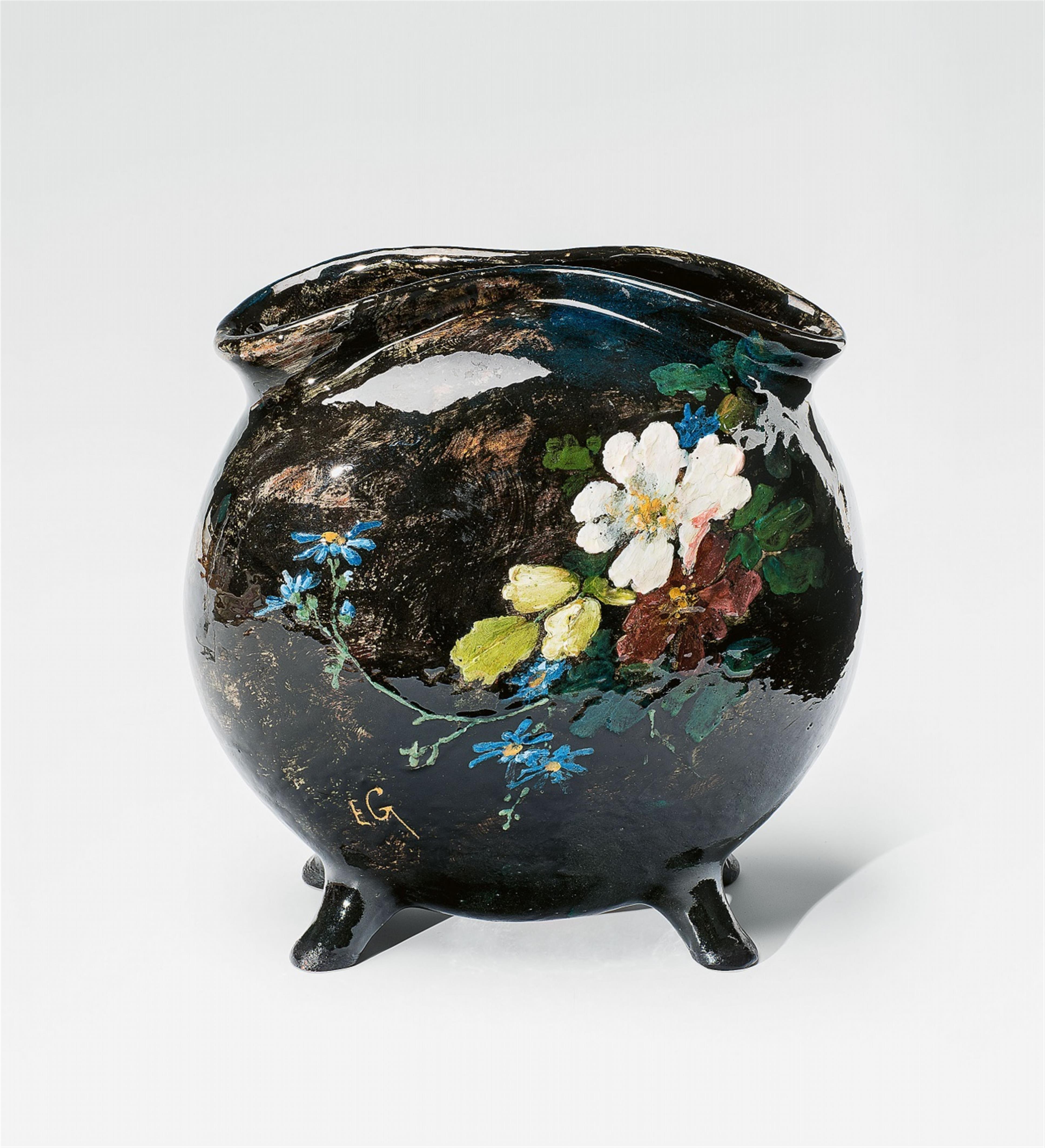 A faience vase with wildflower decor - image-1
