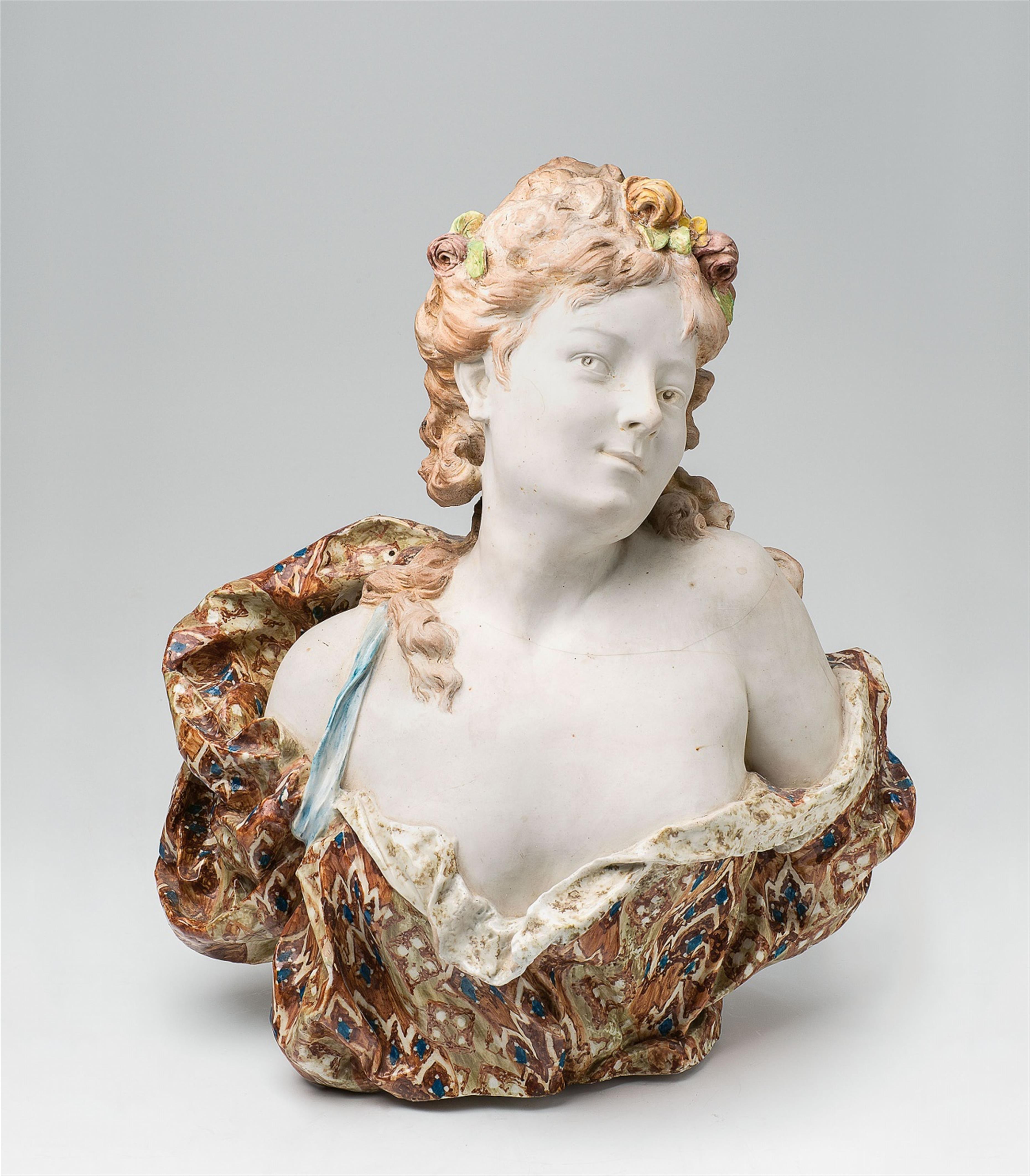 A biscuit porcelain bust of a young woman - image-1