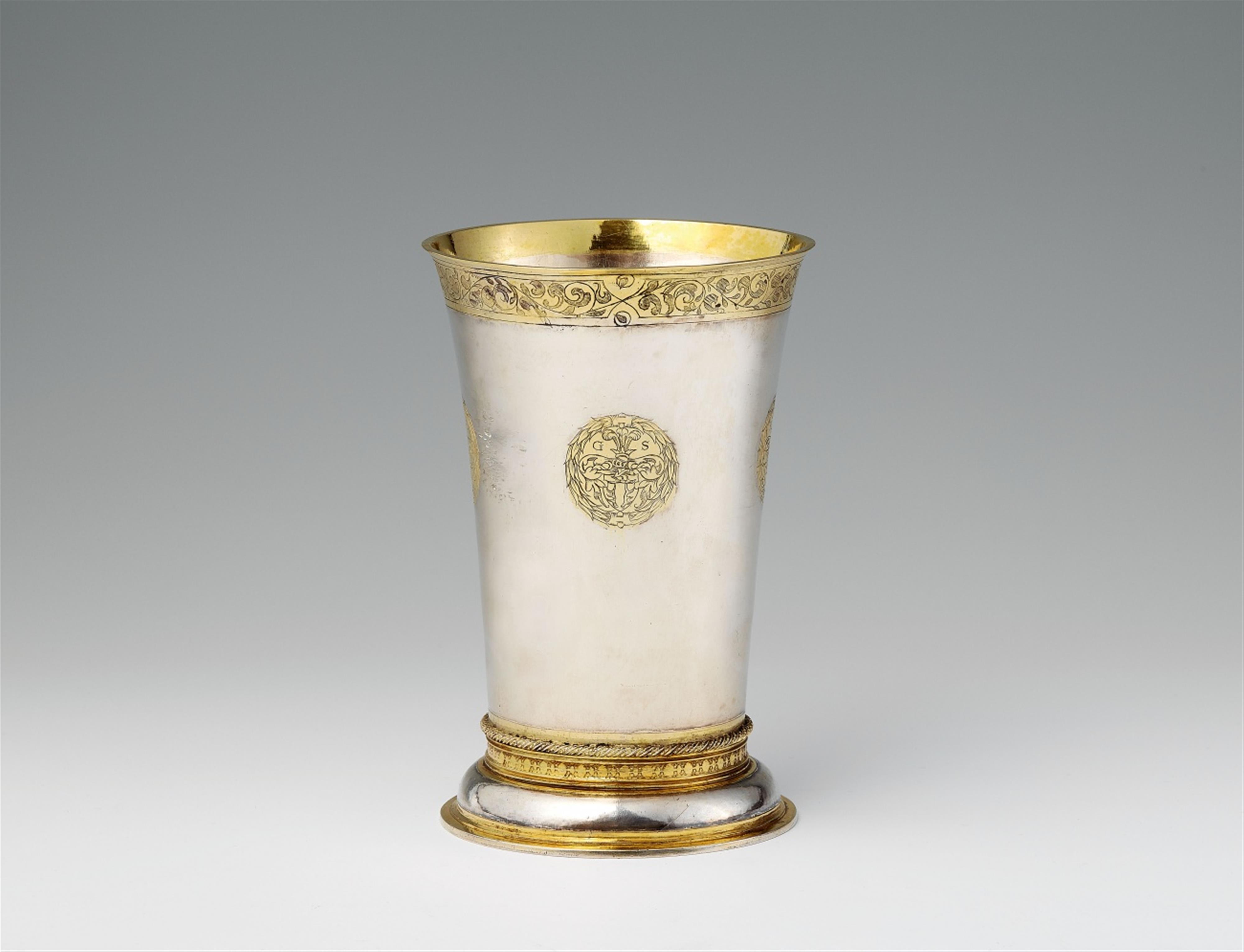 A large Silesian parcel gilt Renaissance silver beaker - image-1