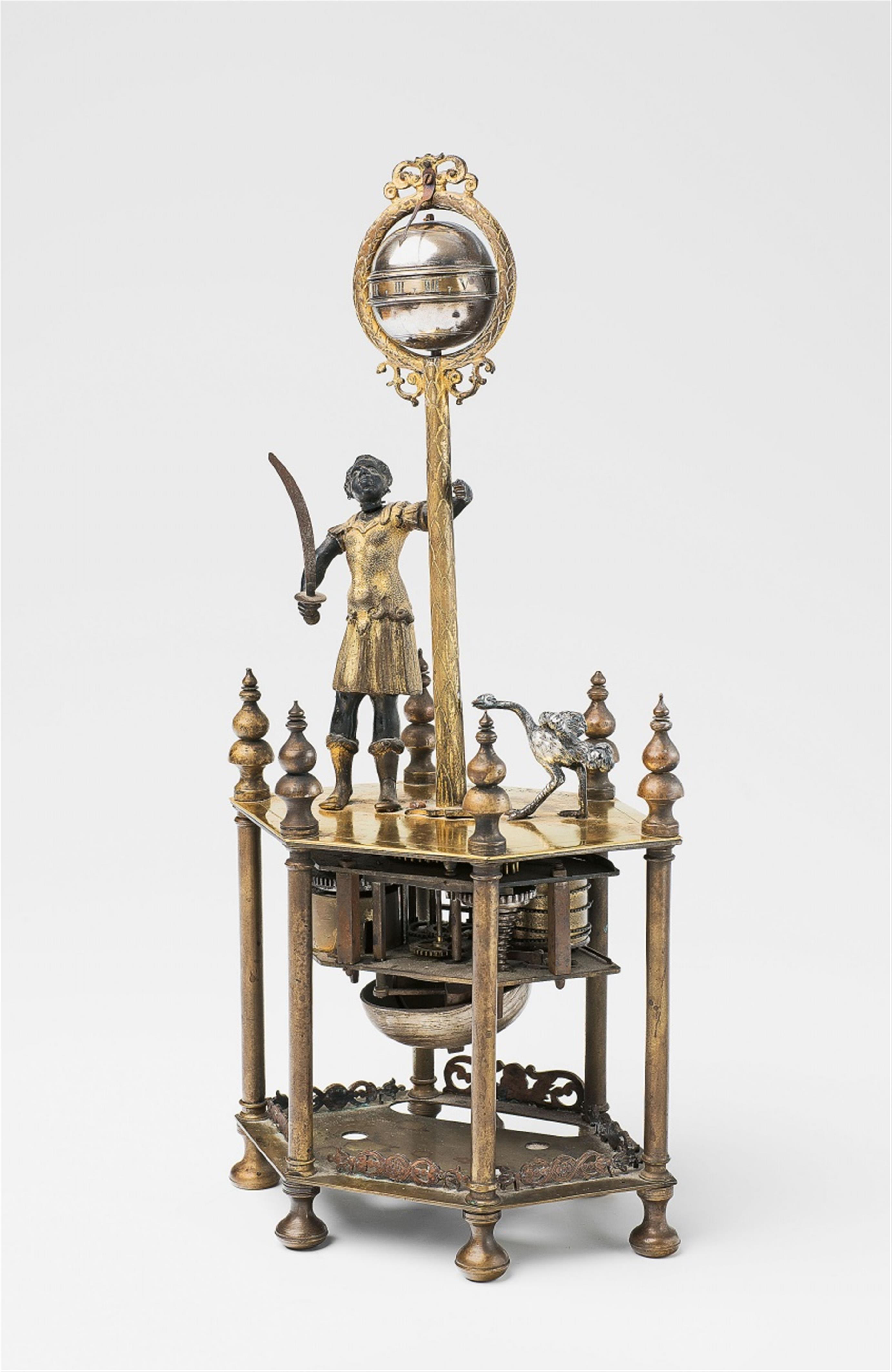 An Augsburg figural clock with an African man and an ostrich - image-1