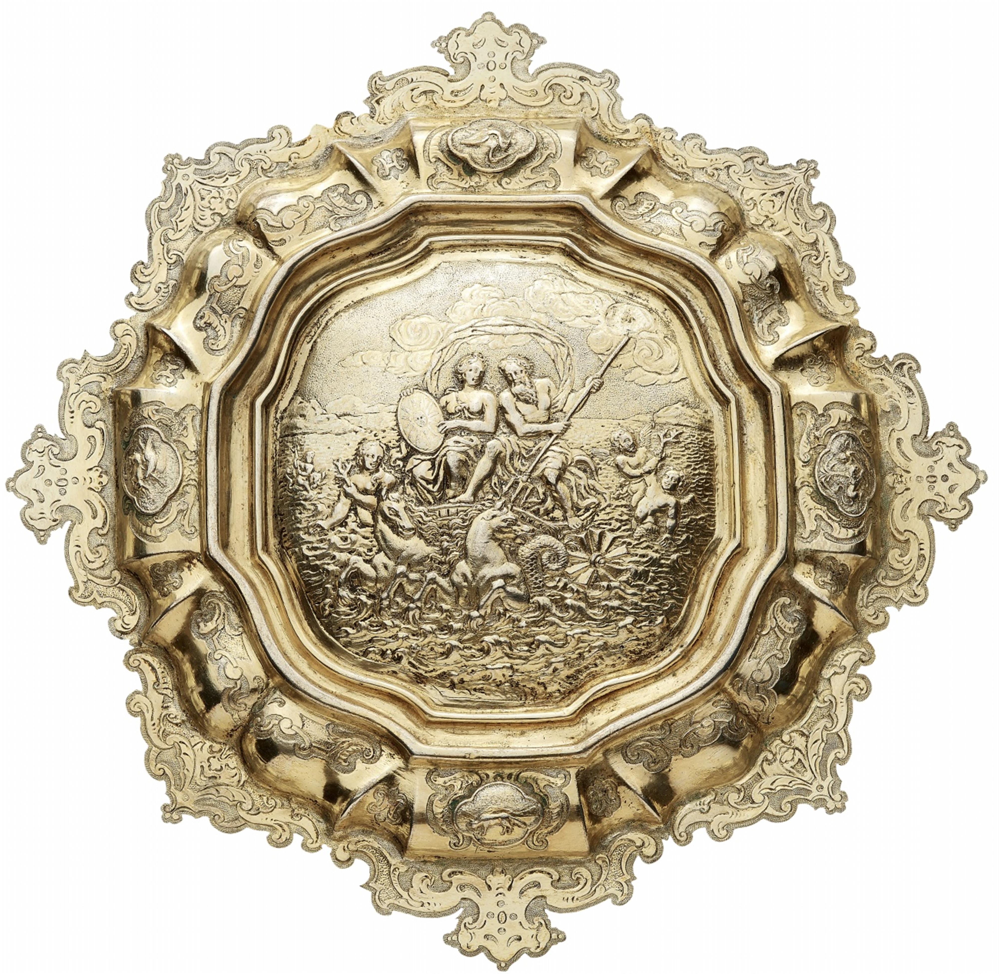 An Augsburg silver gilt rosewater bowl for the von Preysing counts - image-9