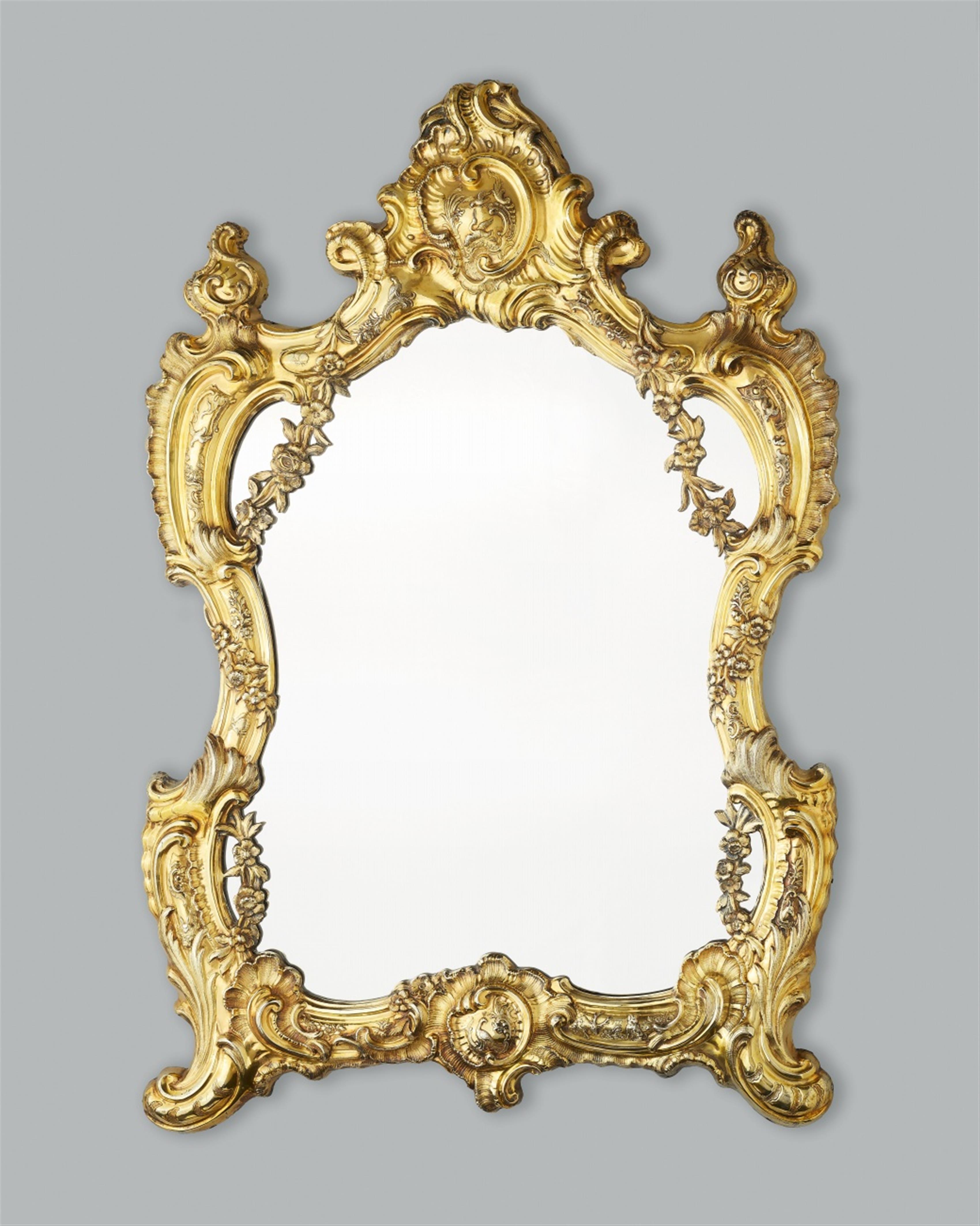 A large Augsburg silver gilt toilette mirror - image-1