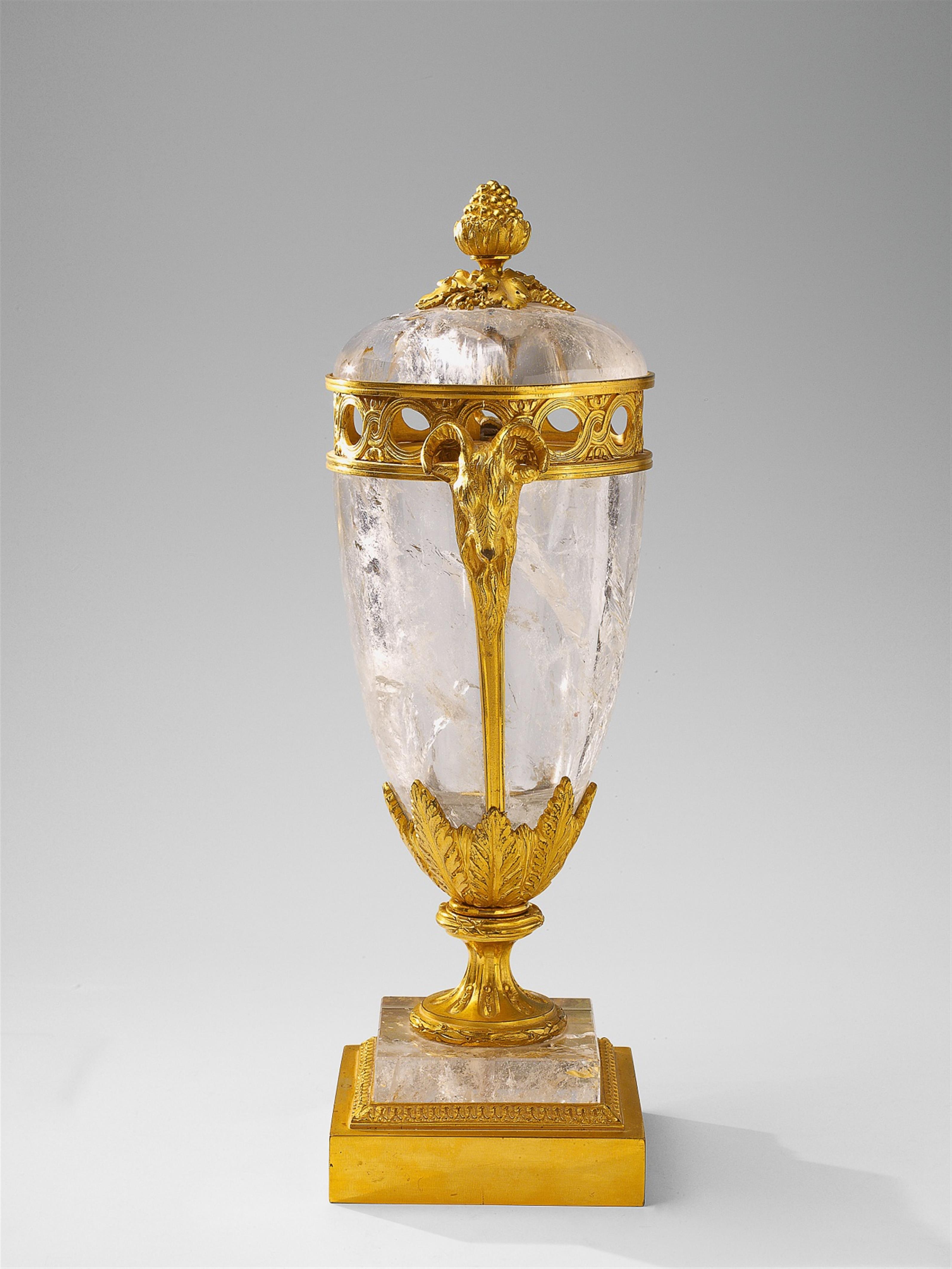 A rare pair of rock crystal potpourri vases in the manner of Pierre Gouthière - image-6