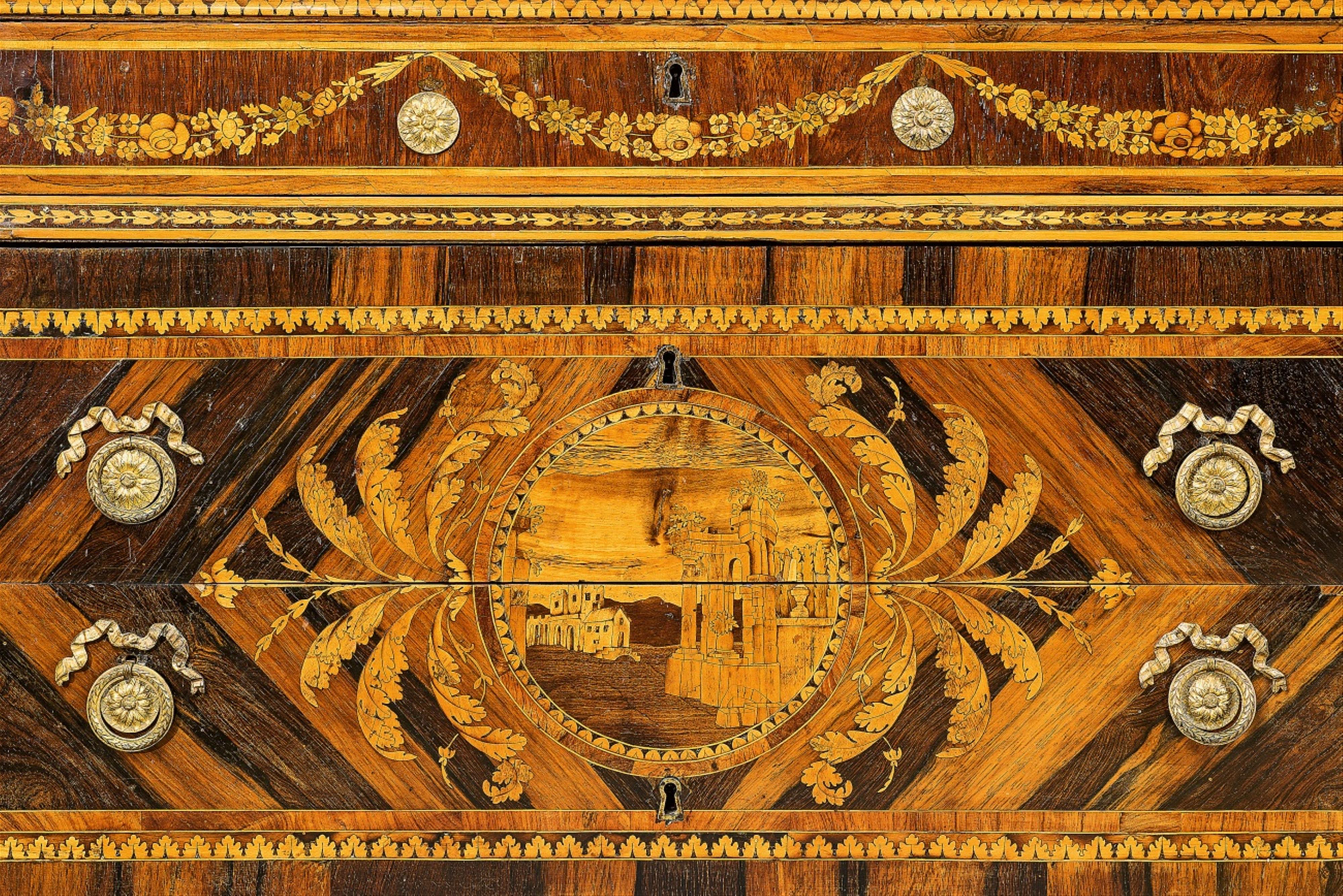 Two Neoclassical marquetry chests of drawers - image-2