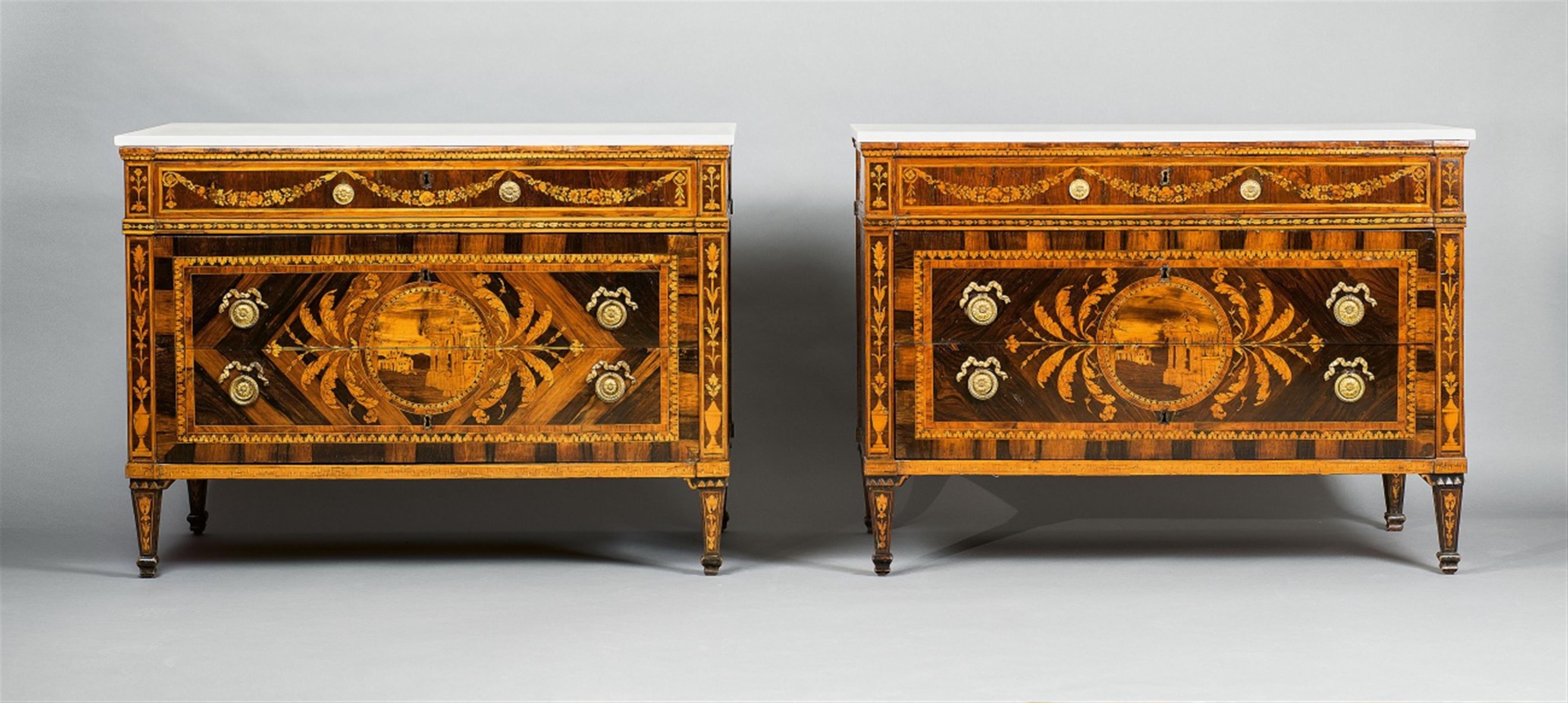 Two Neoclassical marquetry chests of drawers - image-1