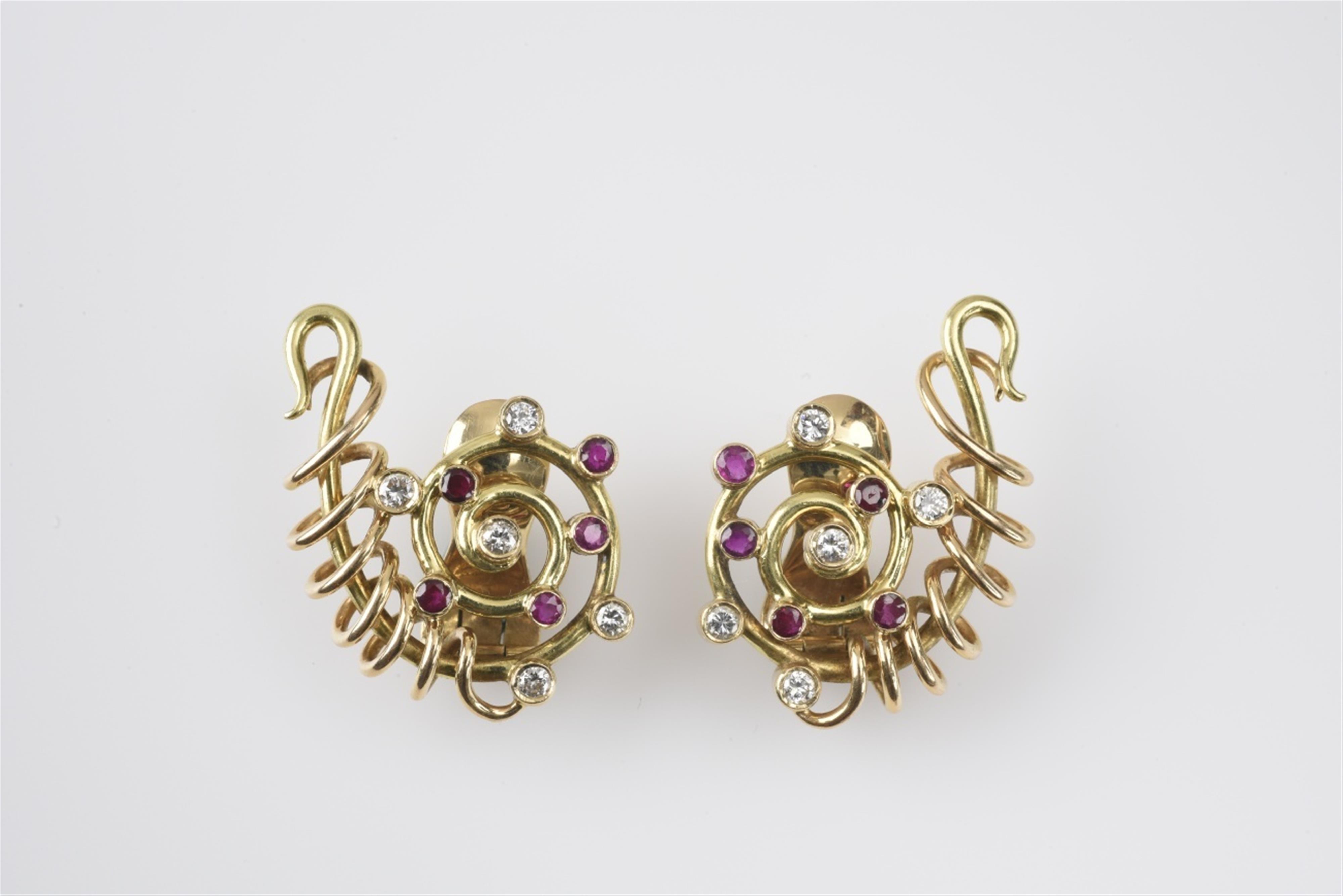 A pair of 18k gold tourbillion clip earrings - image-1