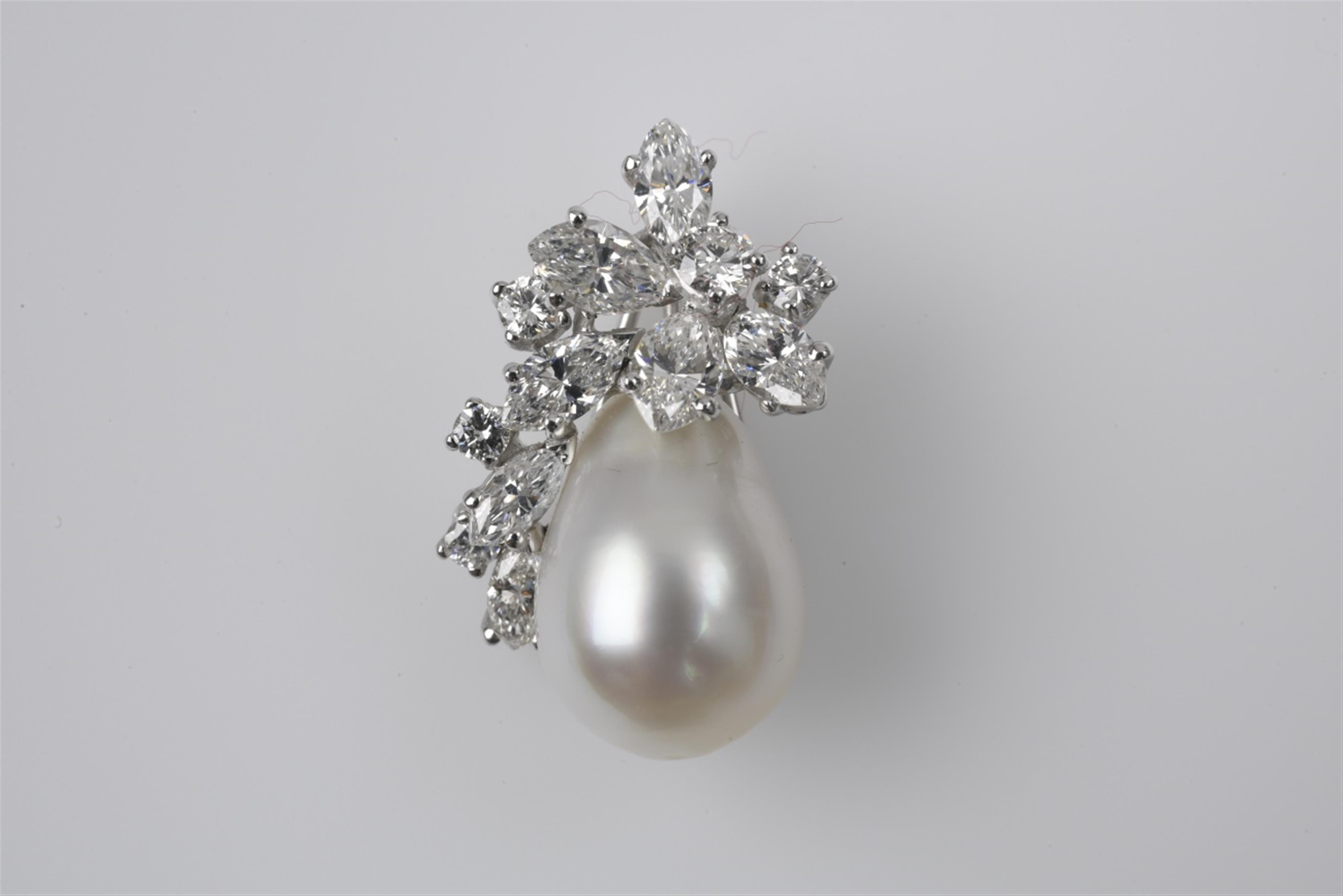 A platinum and South Sea pearl droplet pendant - image-1