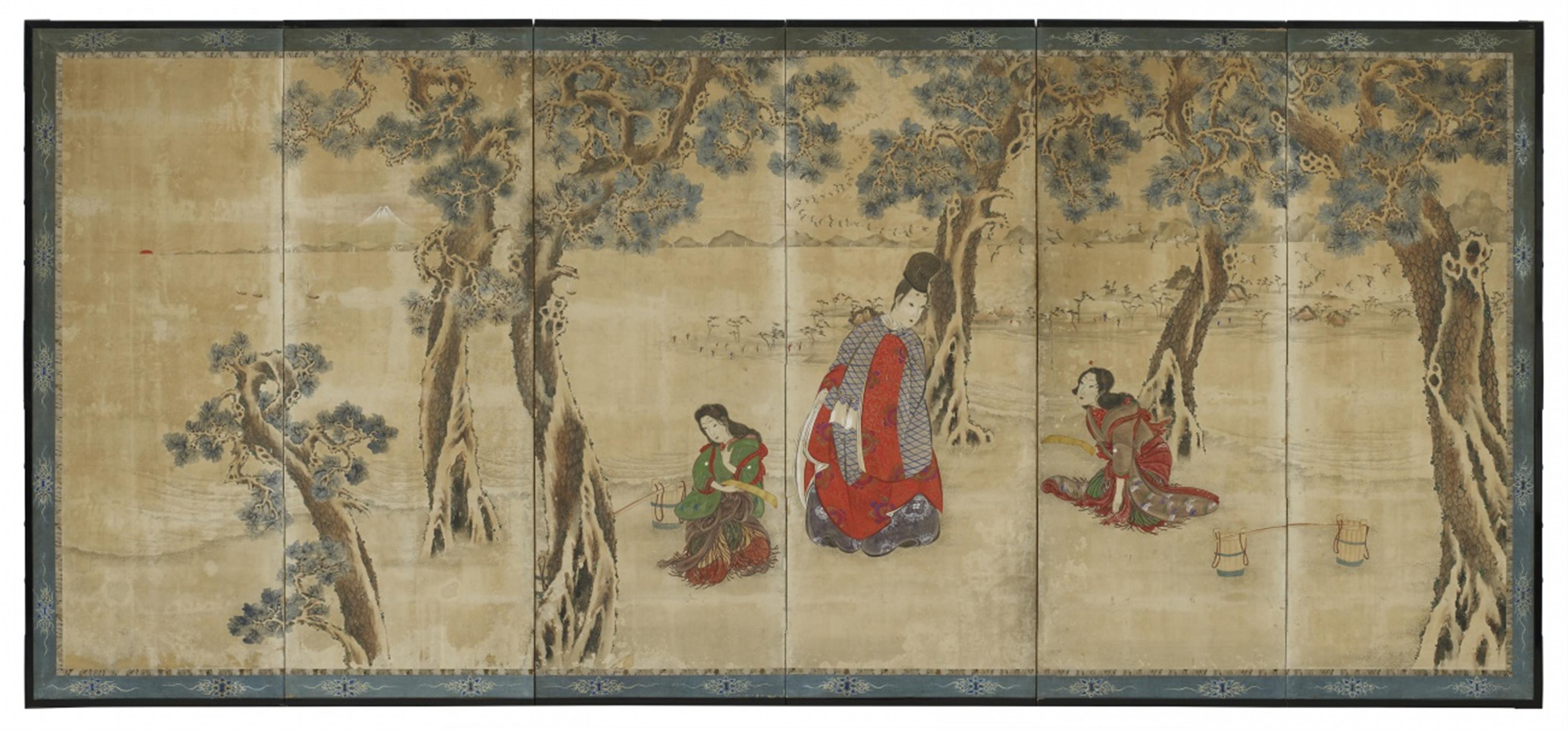 A six-panel screen by an anonymous painter. Mid-19th century - image-1