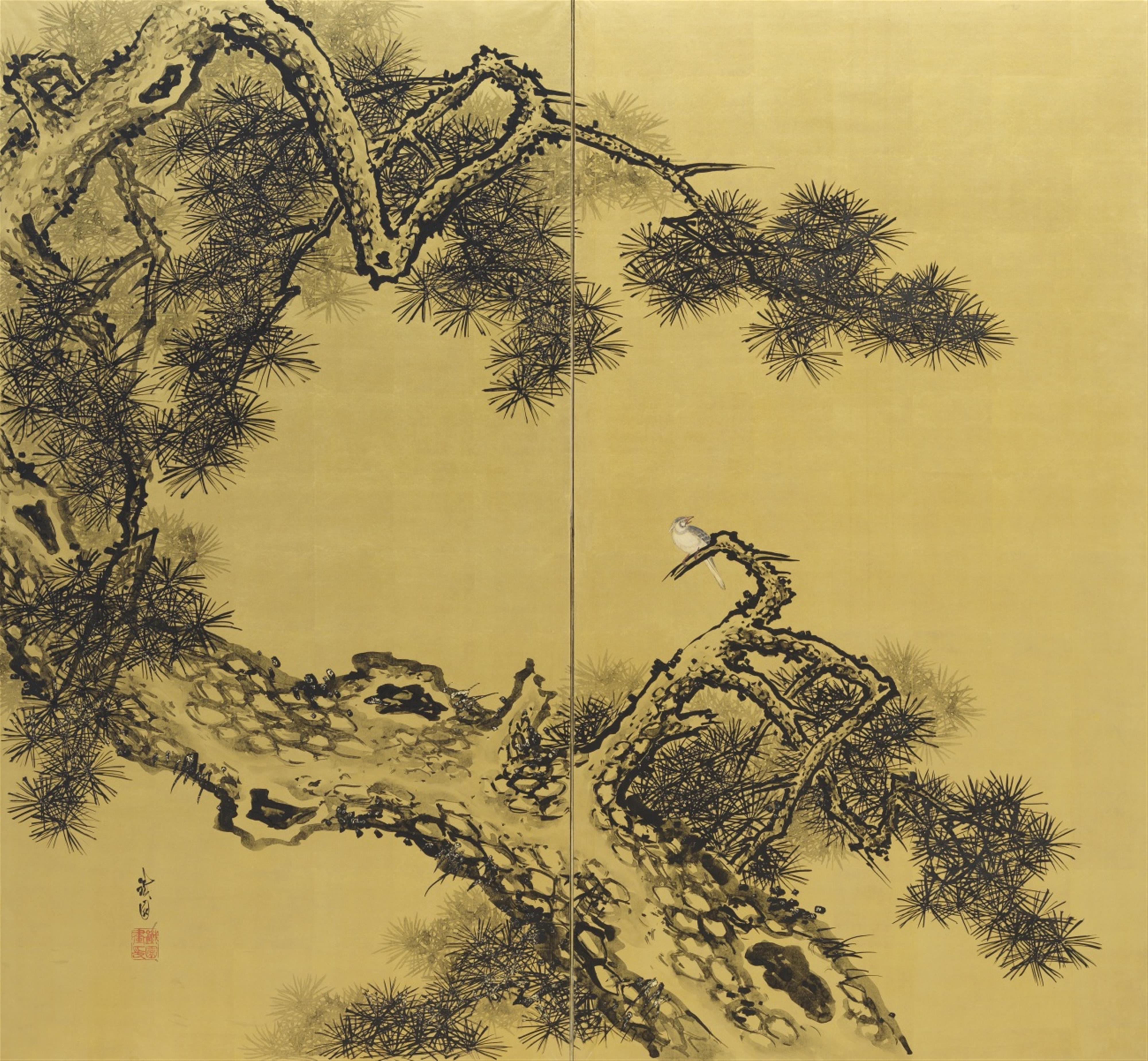 A two-panel screen by Sakuma Tesuen (1850-1921) - image-1