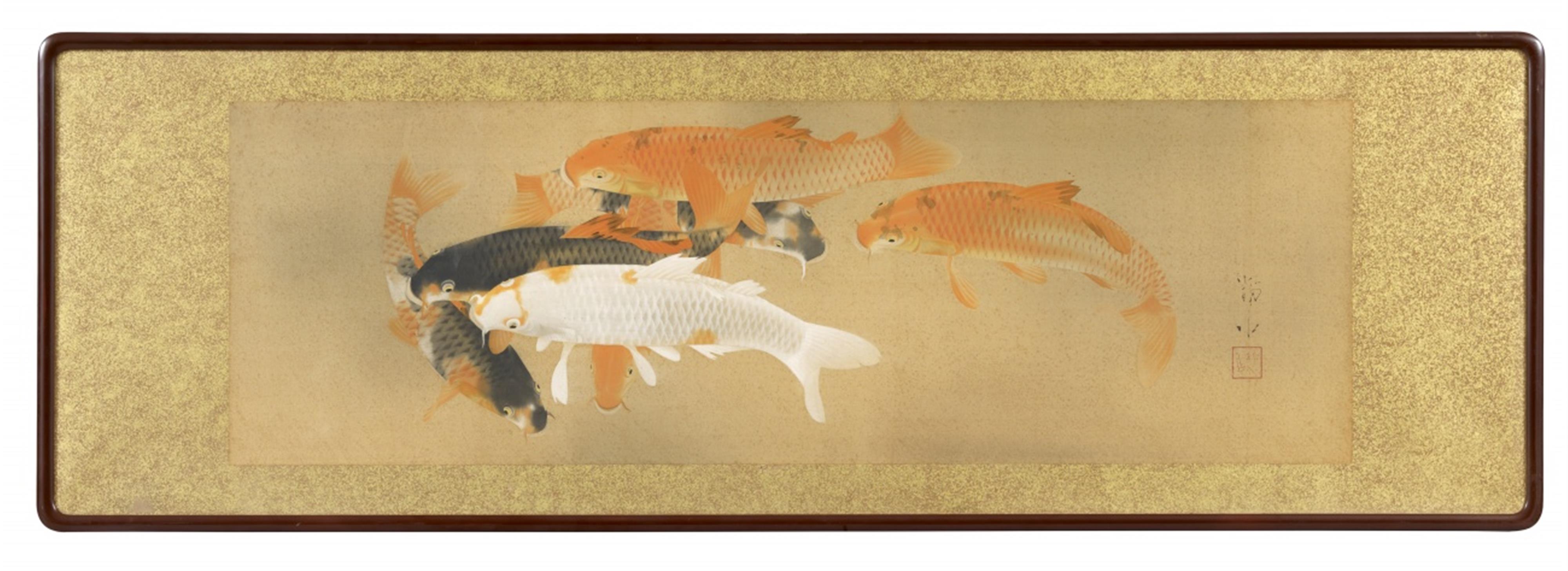 A painting of seven swimming carp (koi) by an unidentified painter. Early 20th century - image-1