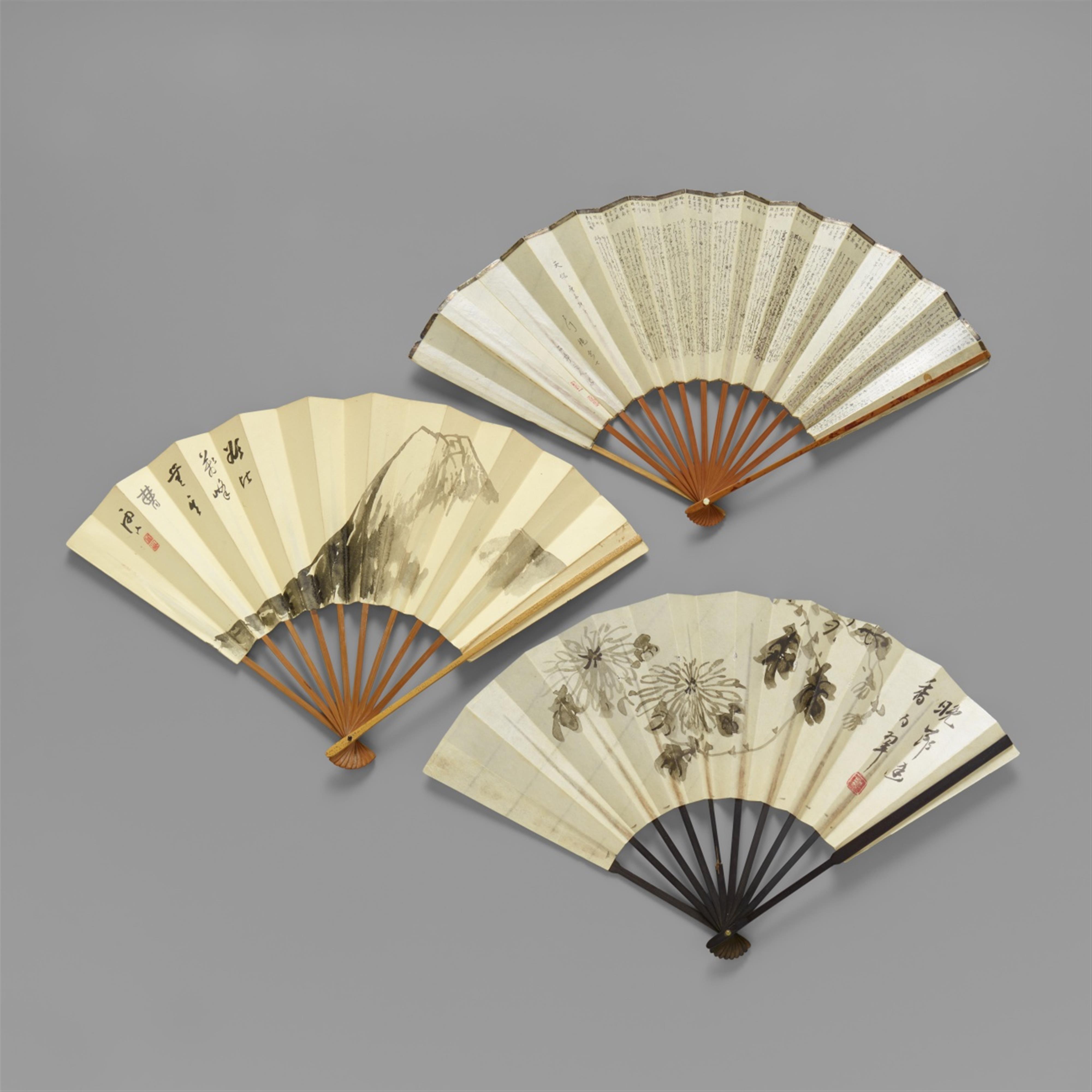 Three fans by different artists. 19th/20th century - image-1