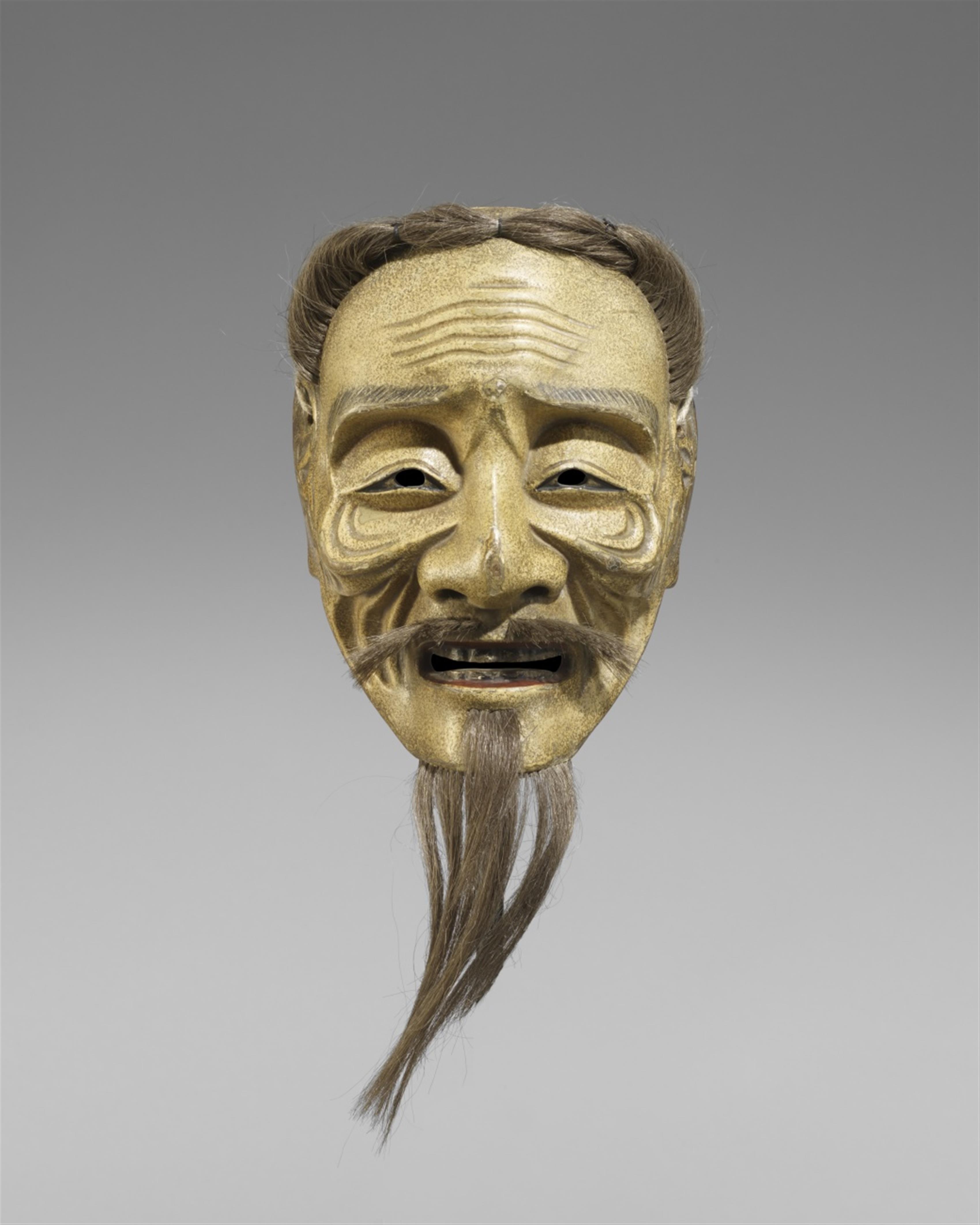 A painted wood nô mask of Sankôjô. 17th/18th century - image-1