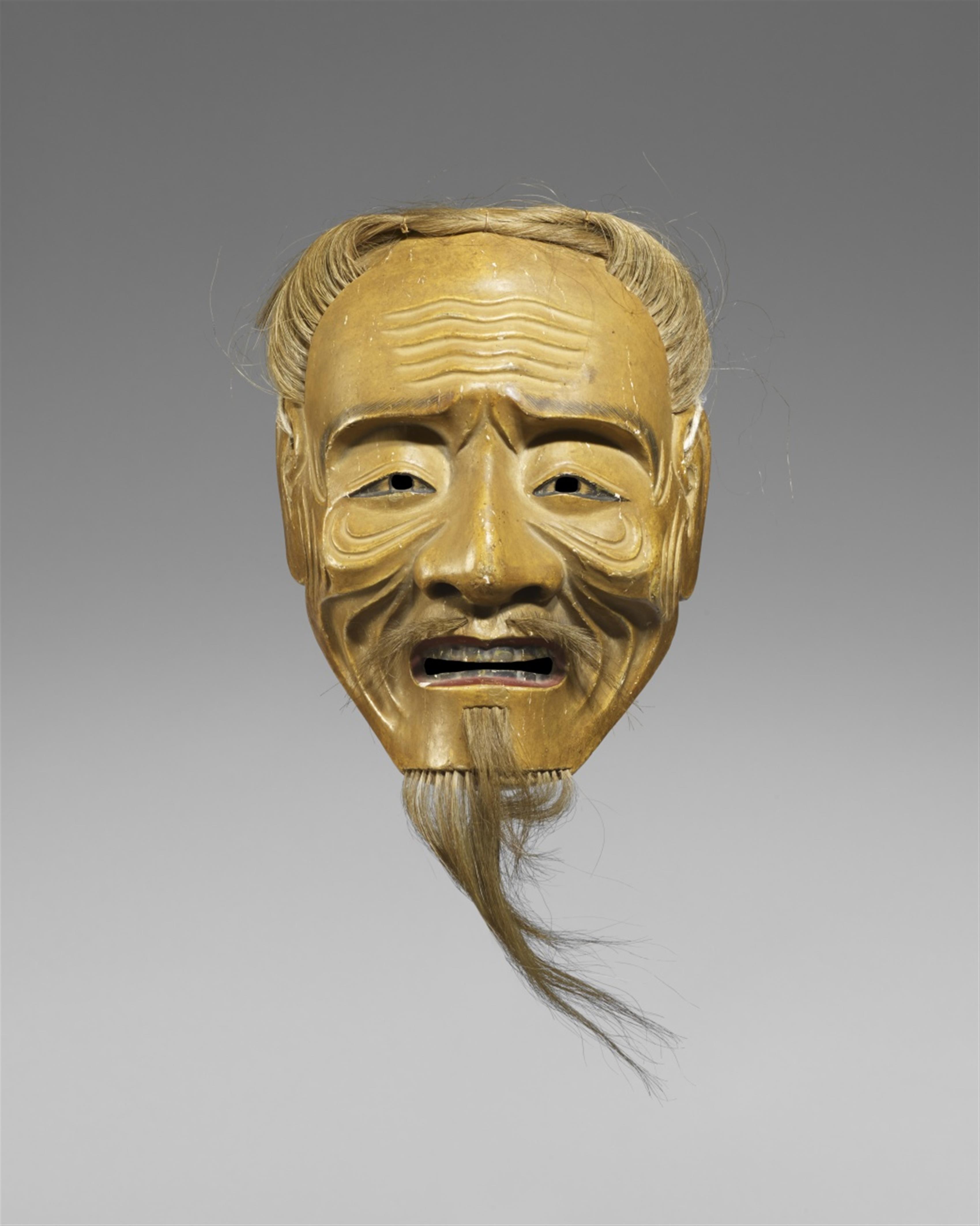 A painted wood nô mask of Sankôjô. Mid-18th century - image-1