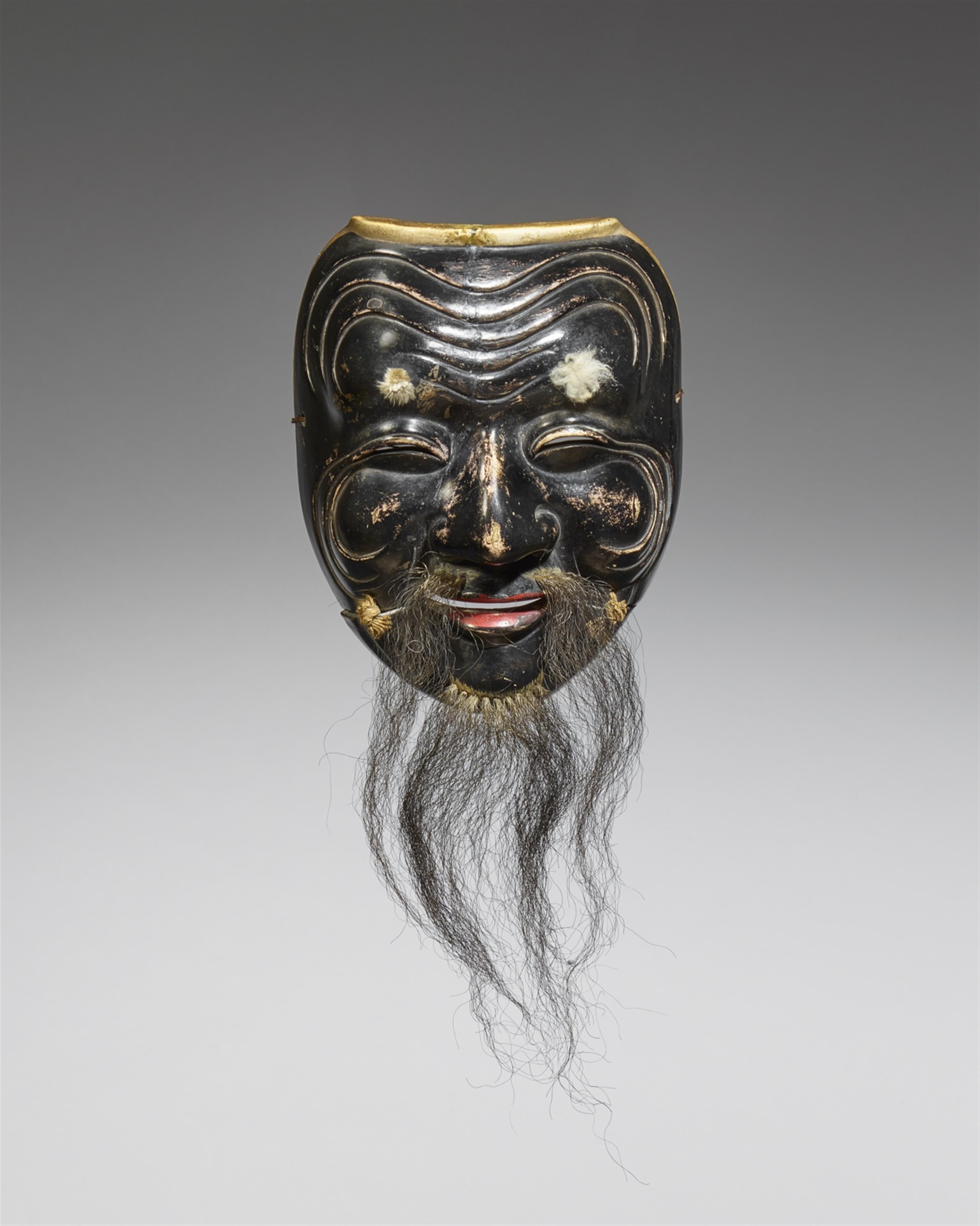 Nô-Maske vom Typ Okina. Holz, farbig gefasst. 19. Jh. - image-1