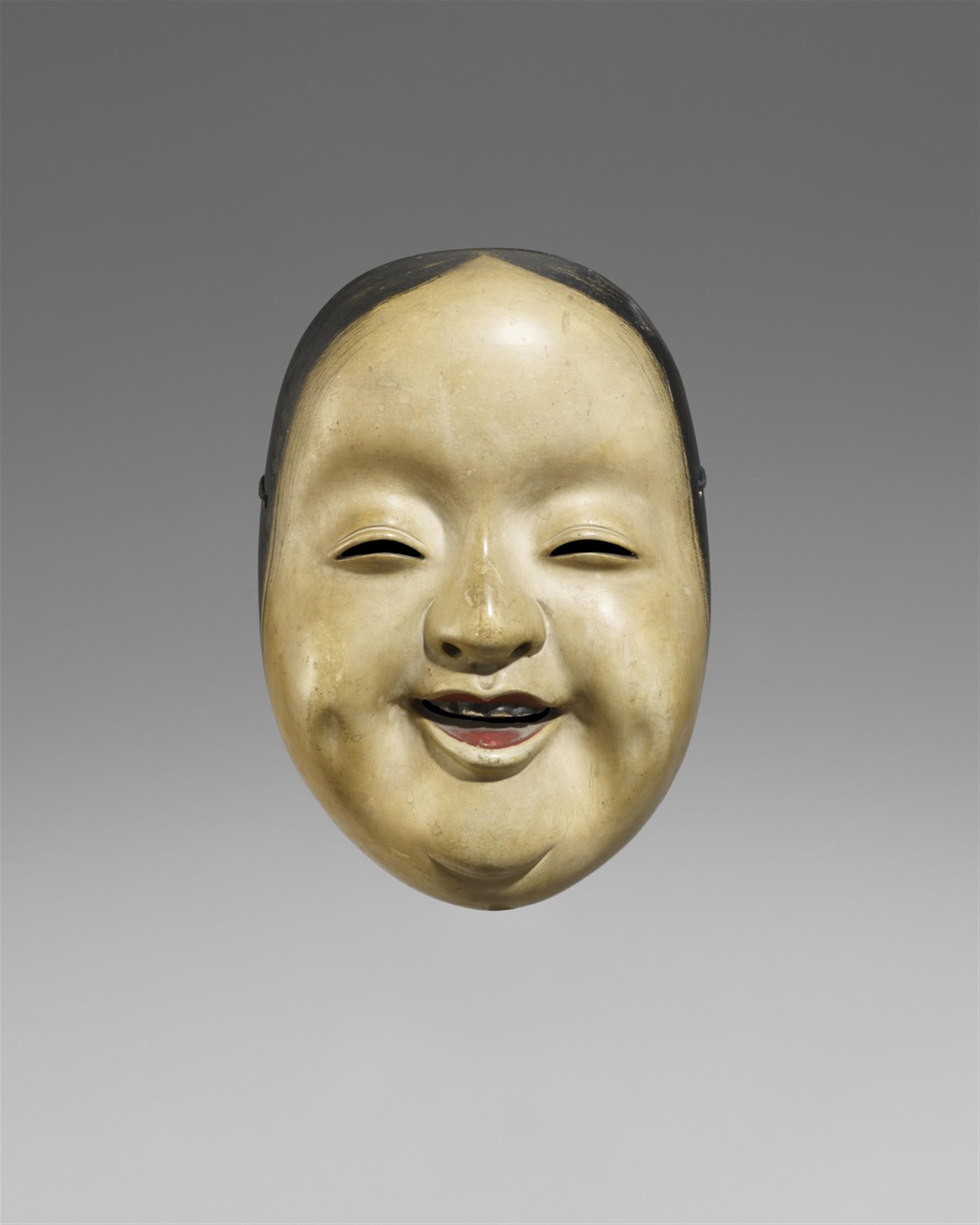 Kyôgen-Maske vom Typ Okame. Holz, farbig gefasst. 18./19. Jh. - image-1