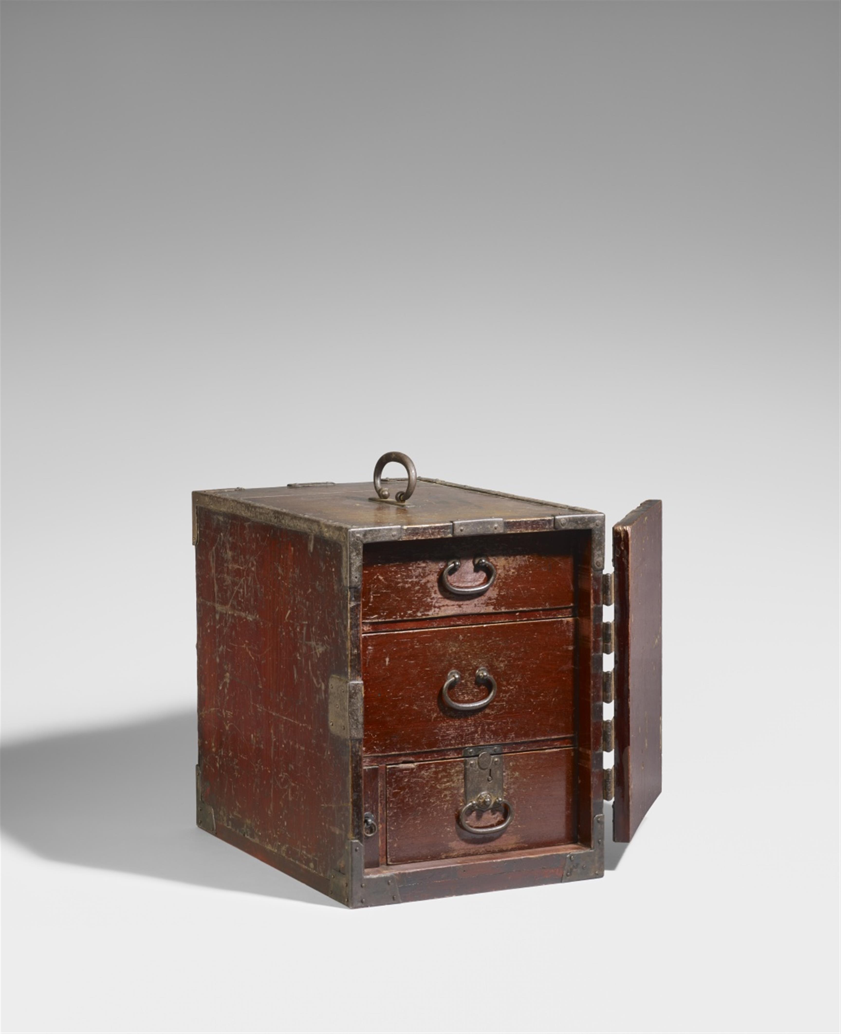 A small wooden chest of funa dansu type. Late 19th century - image-1